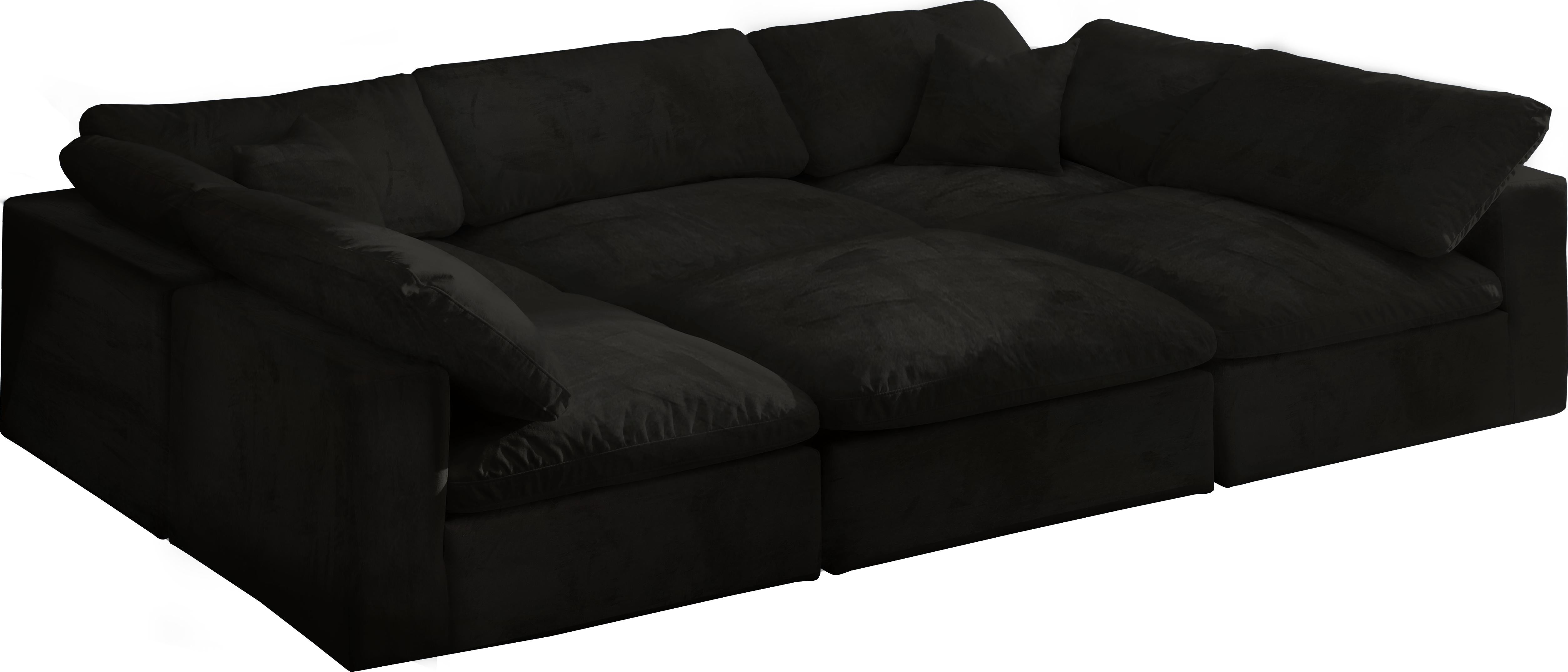 Cozy Black Velvet Cloud Modular Sectional - Luxury Home Furniture (MI)