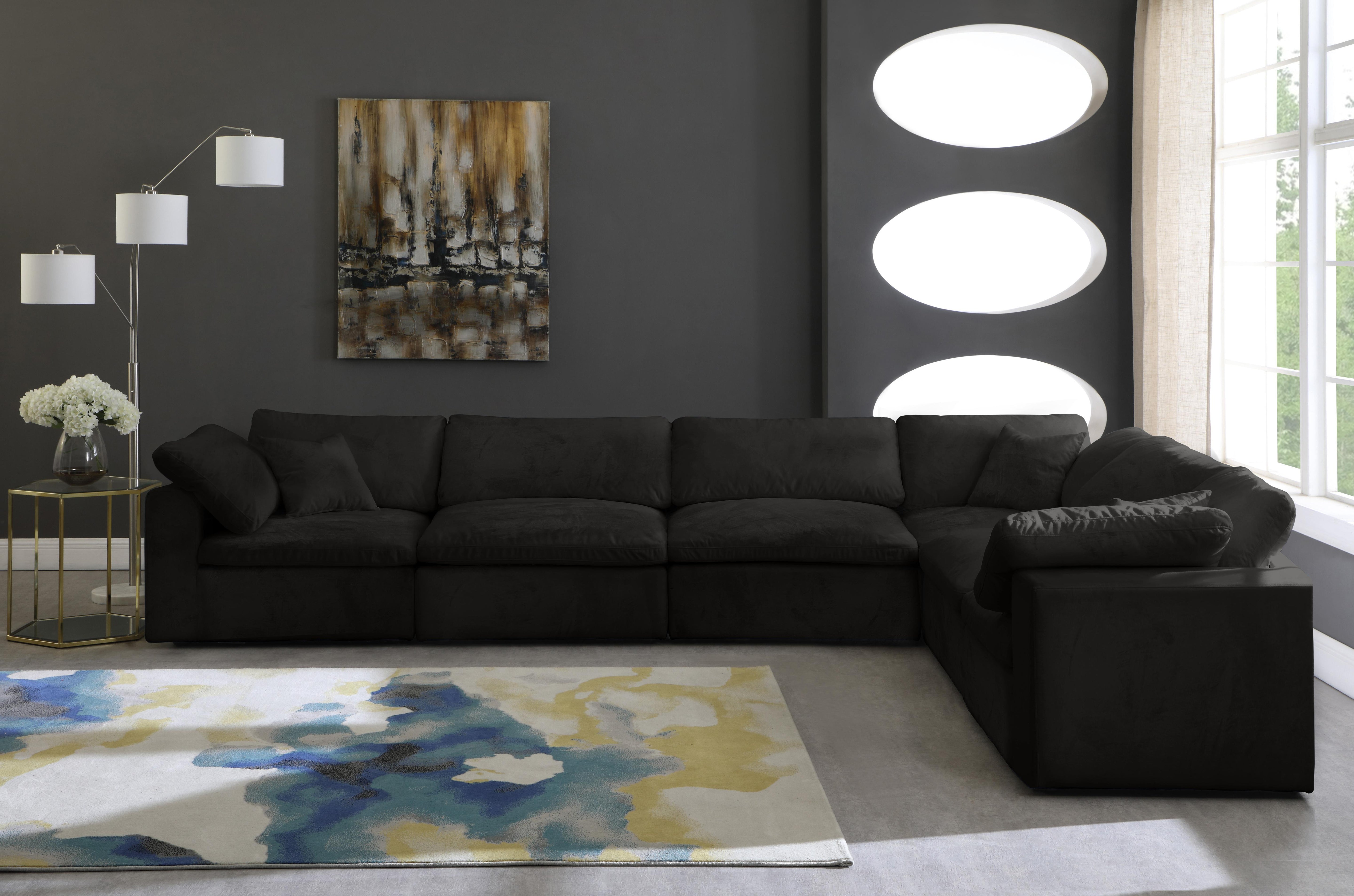 Cozy Black Velvet Cloud Modular Sectional - Luxury Home Furniture (MI)