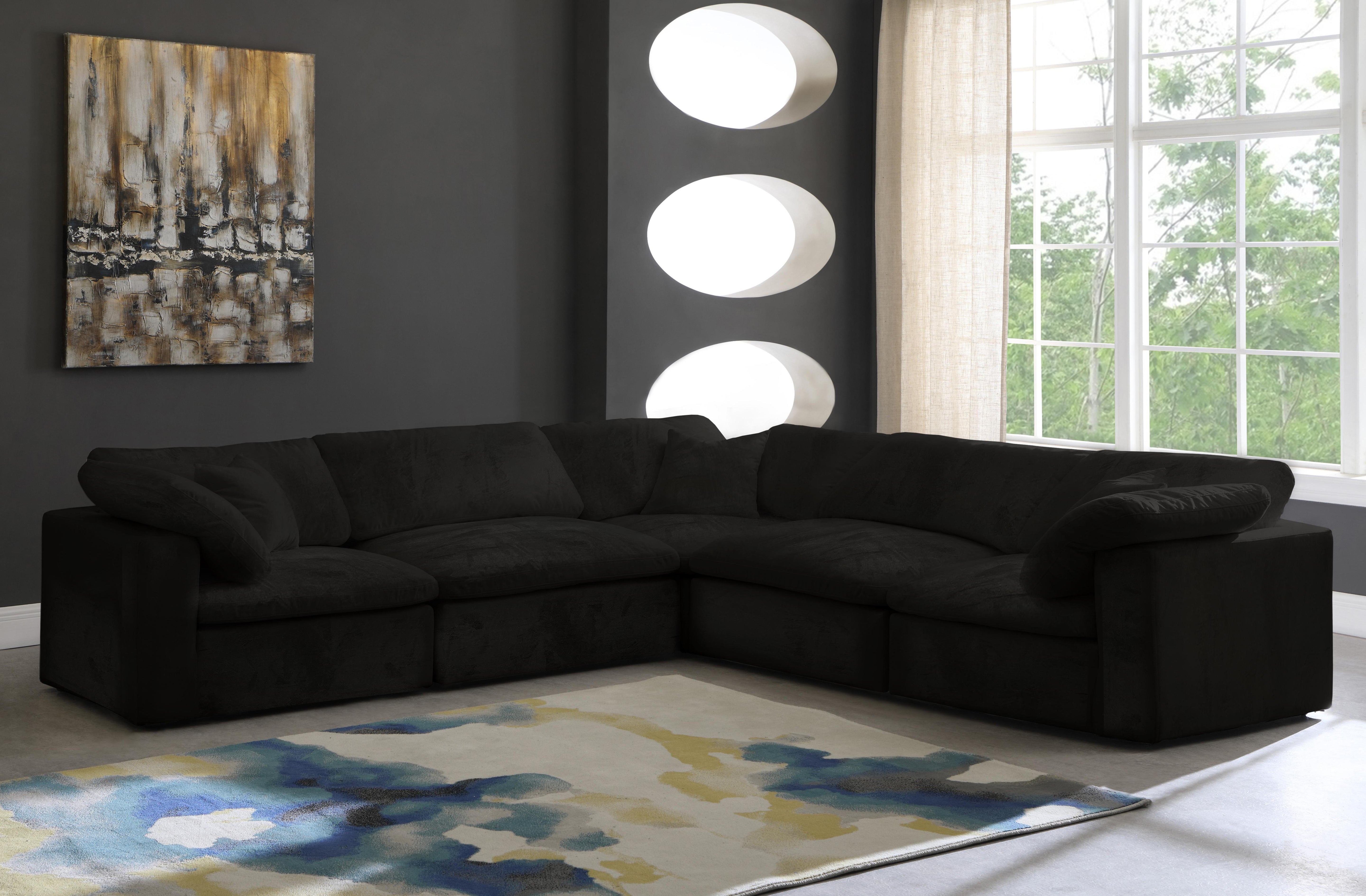 Cozy Black Velvet Cloud Modular Sectional - Luxury Home Furniture (MI)