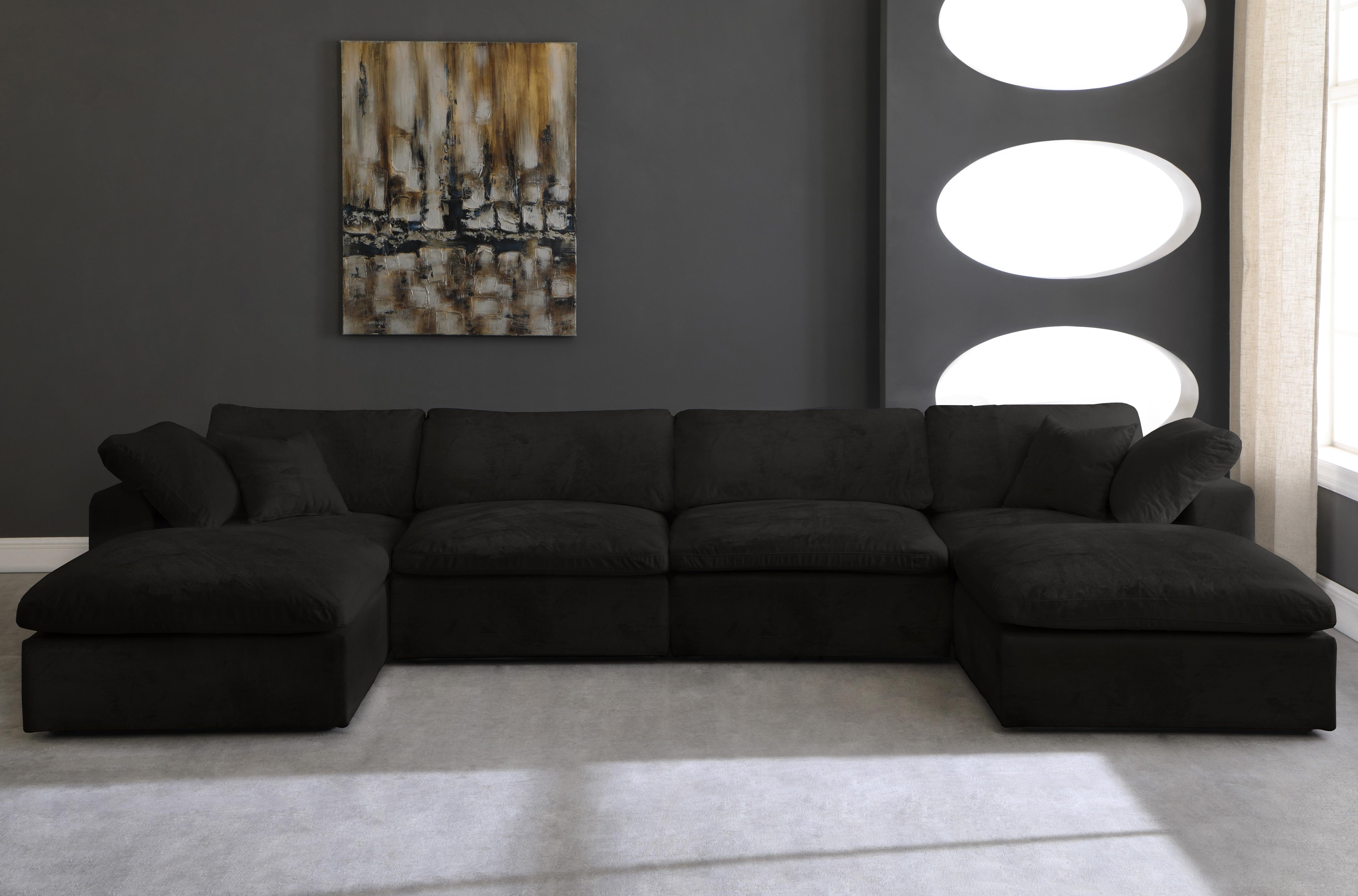 Cozy Black Velvet Cloud Modular Sectional - Luxury Home Furniture (MI)