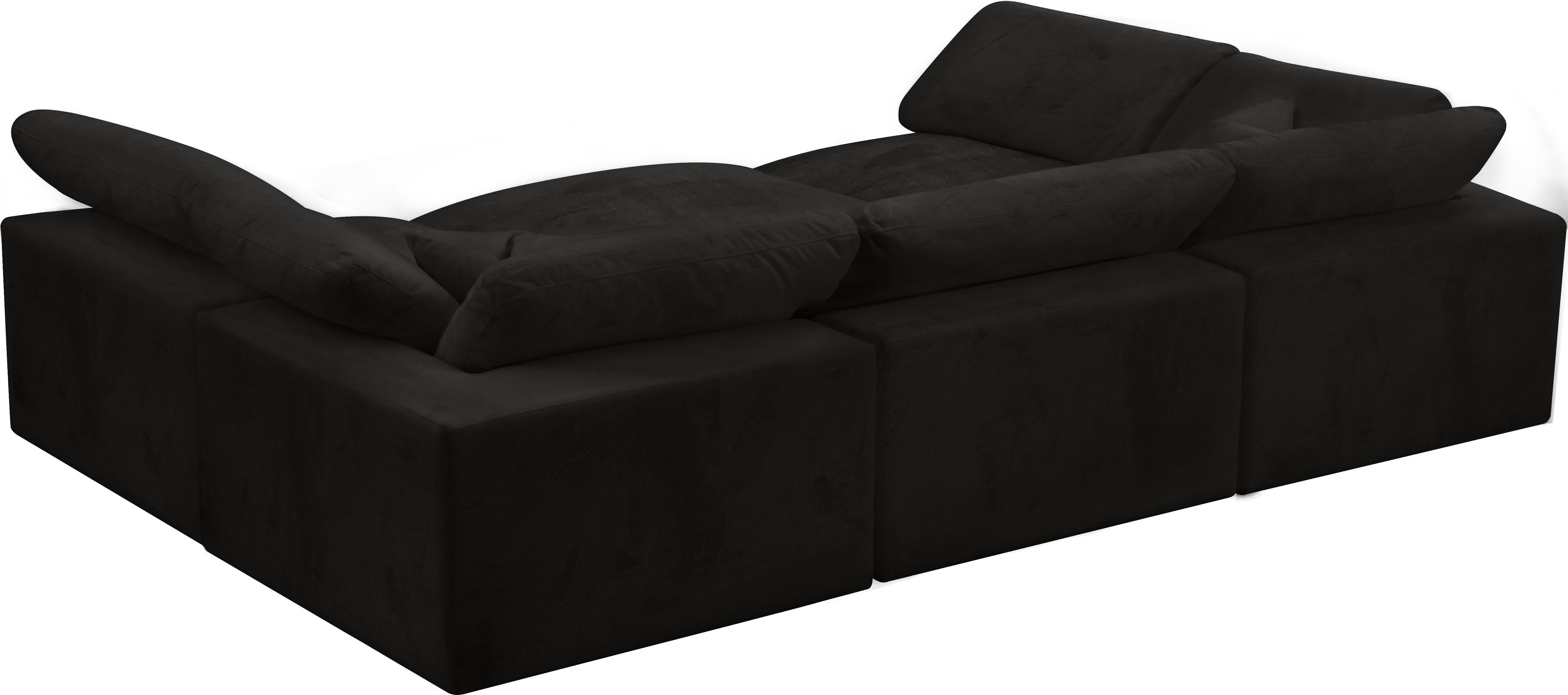 Cozy Black Velvet Cloud Modular Sectional - Luxury Home Furniture (MI)