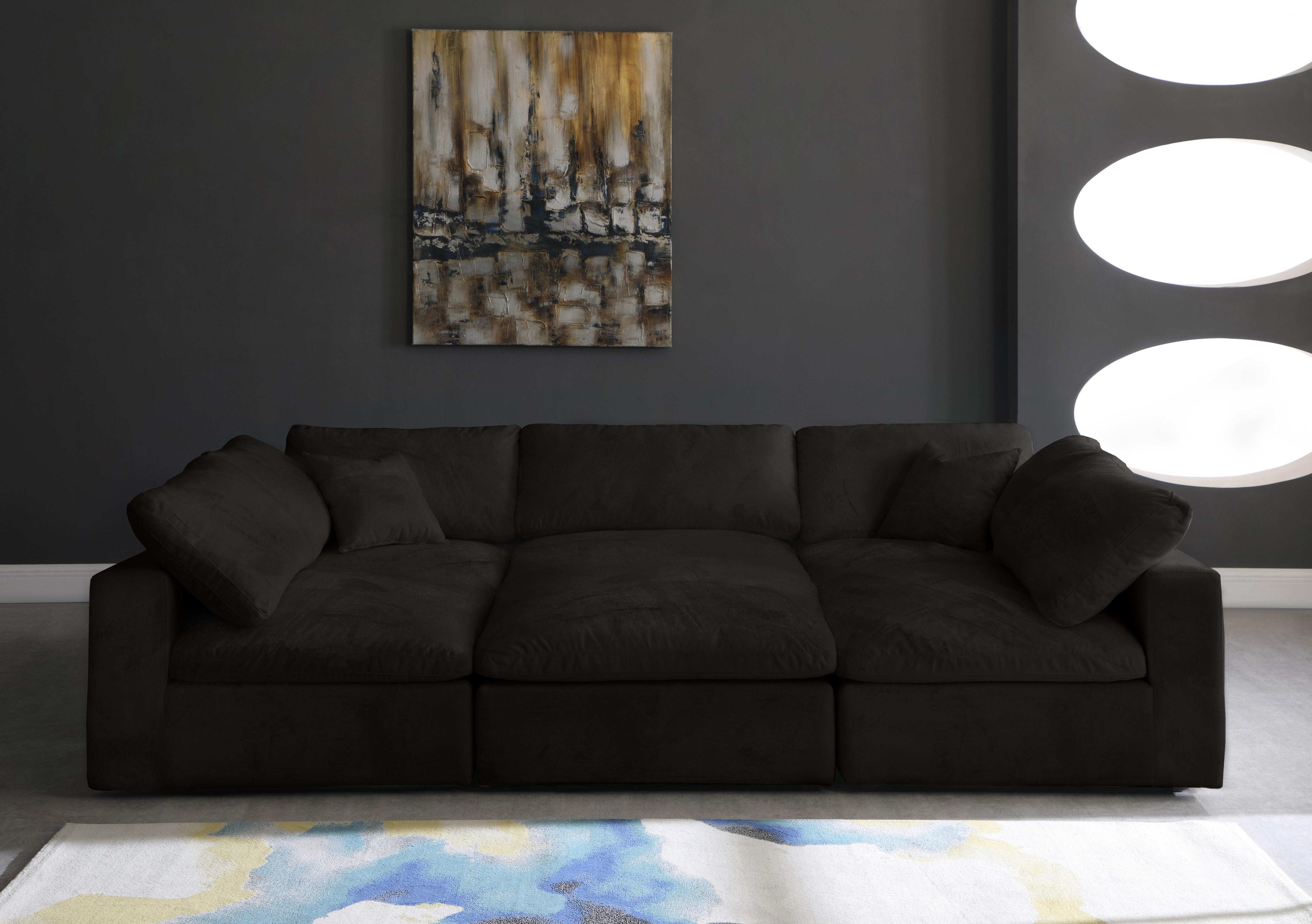 Cozy Black Velvet Cloud Modular Sectional - Luxury Home Furniture (MI)