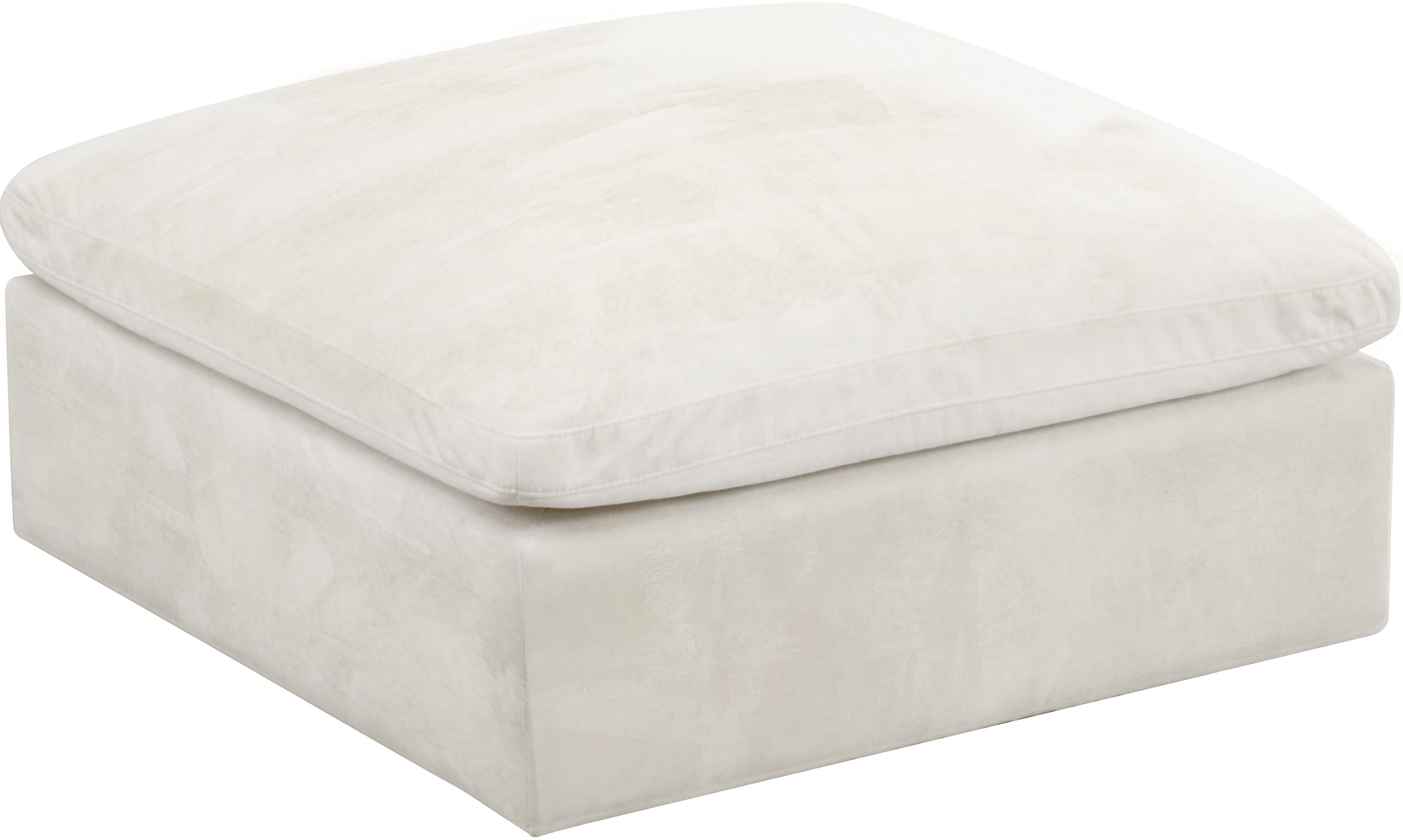 Cozy Cream Velvet Ottoman - Luxury Home Furniture (MI)
