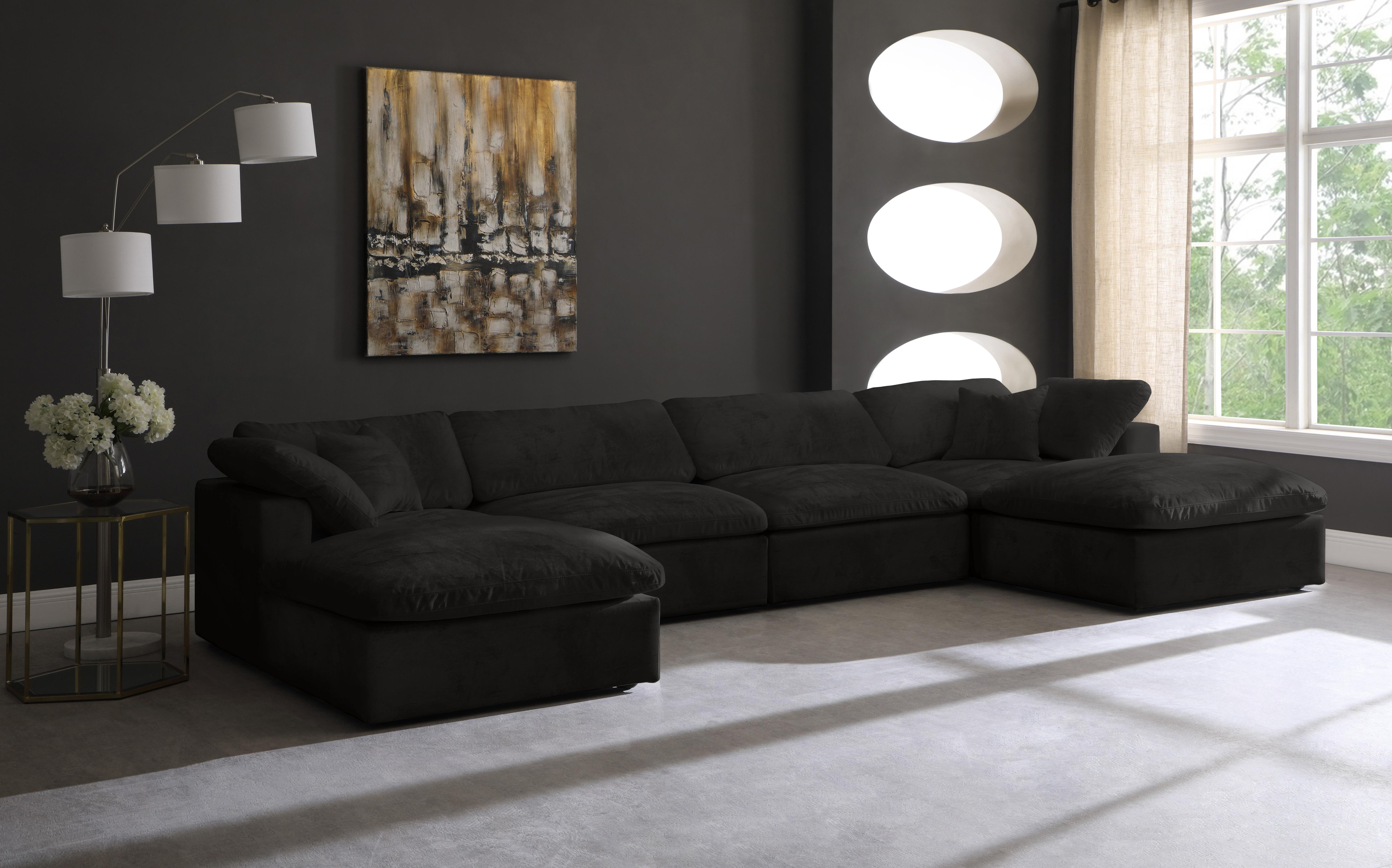Cozy Black Velvet Cloud Modular Sectional - Luxury Home Furniture (MI)