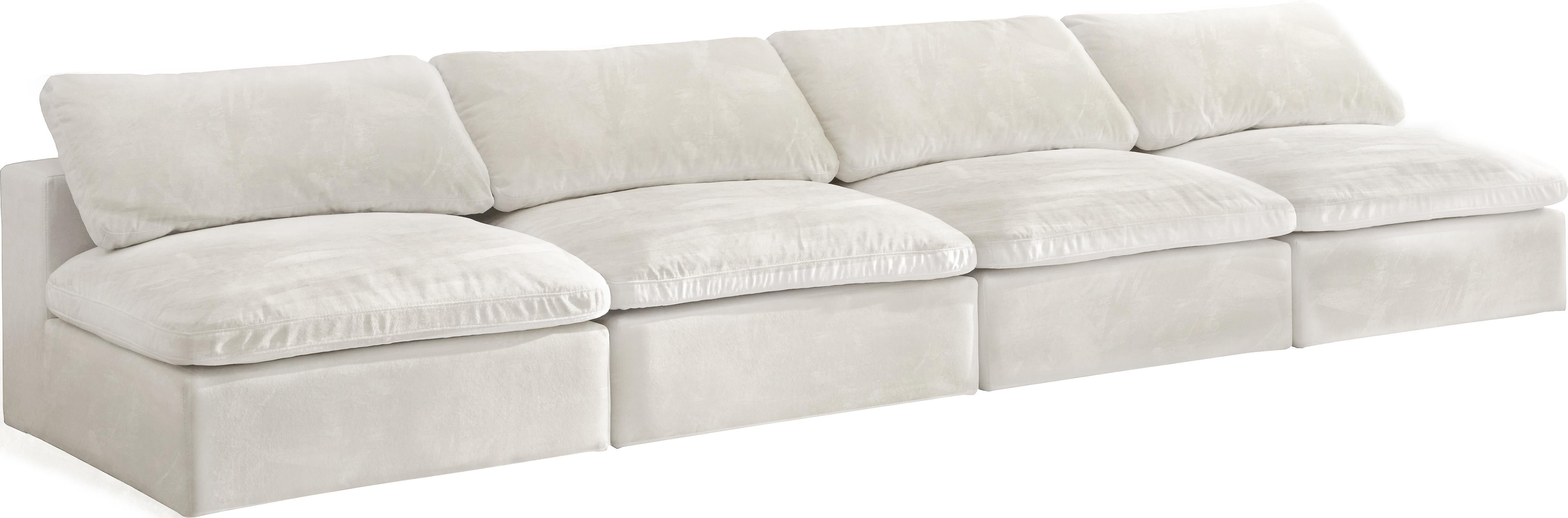 Cozy Cream Velvet Cloud Modular Armless Sofa - Luxury Home Furniture (MI)