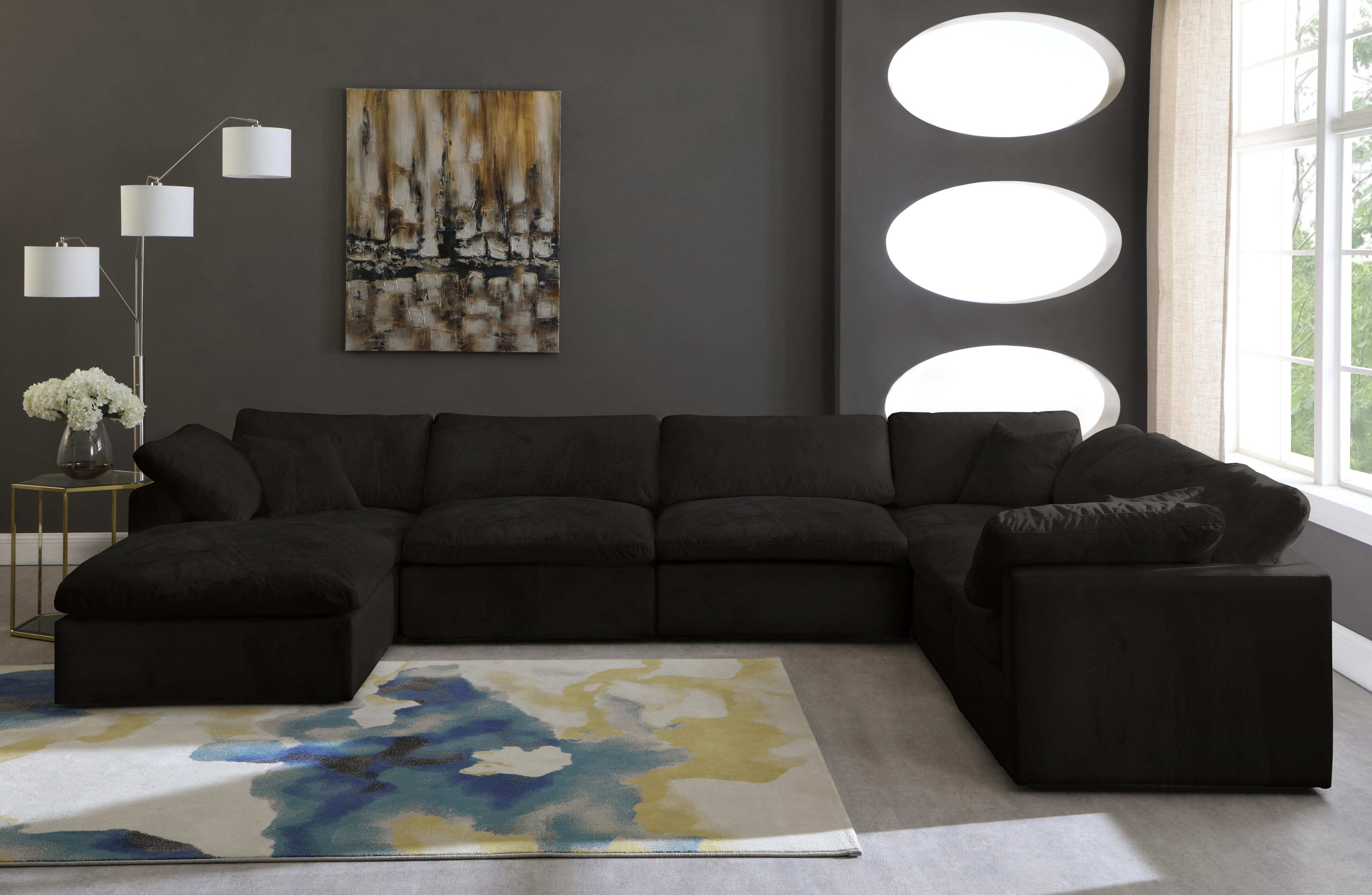 Cozy Black Velvet Cloud Modular Sectional - Luxury Home Furniture (MI)