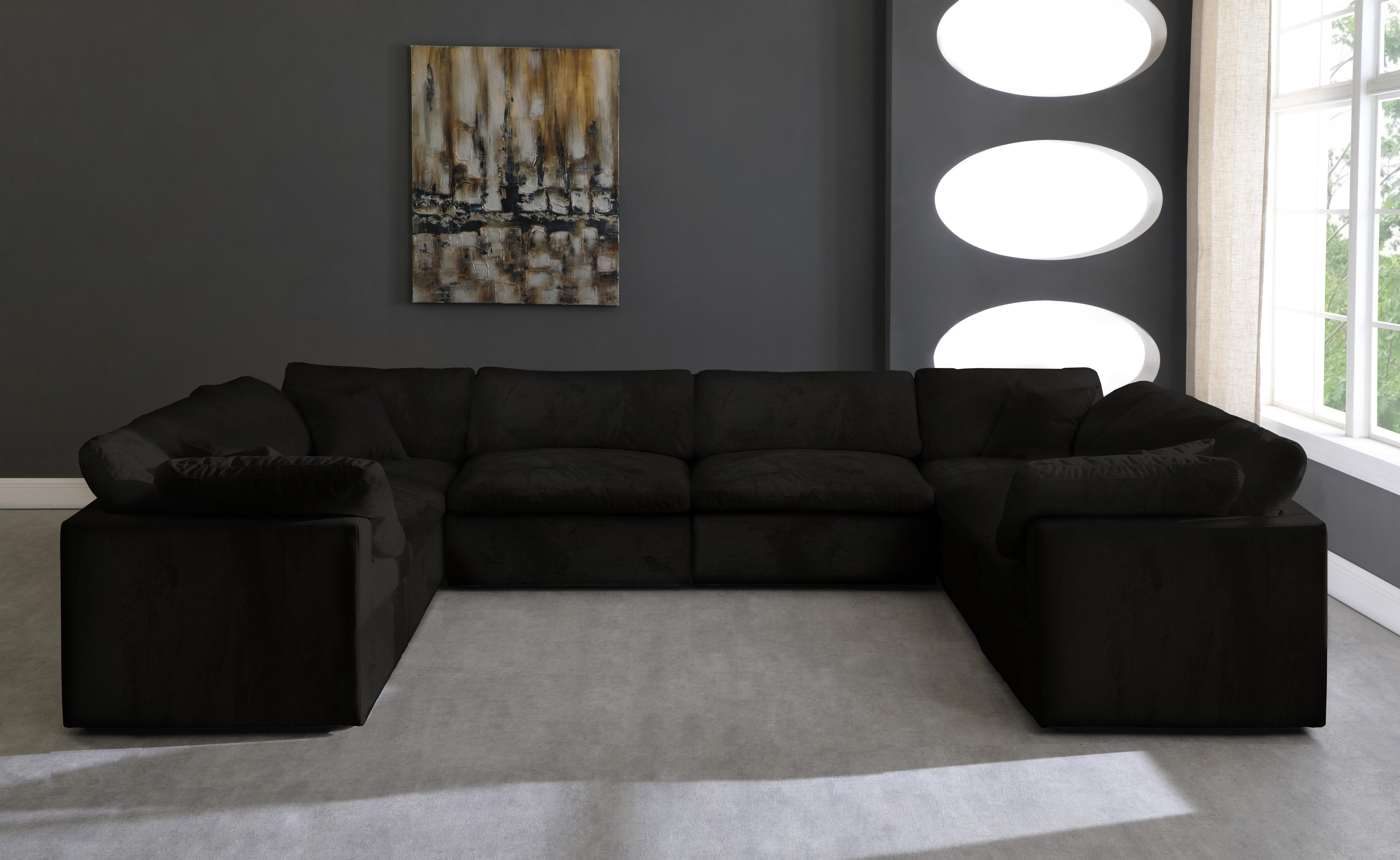 Cozy Black Velvet Cloud Modular Sectional - Luxury Home Furniture (MI)