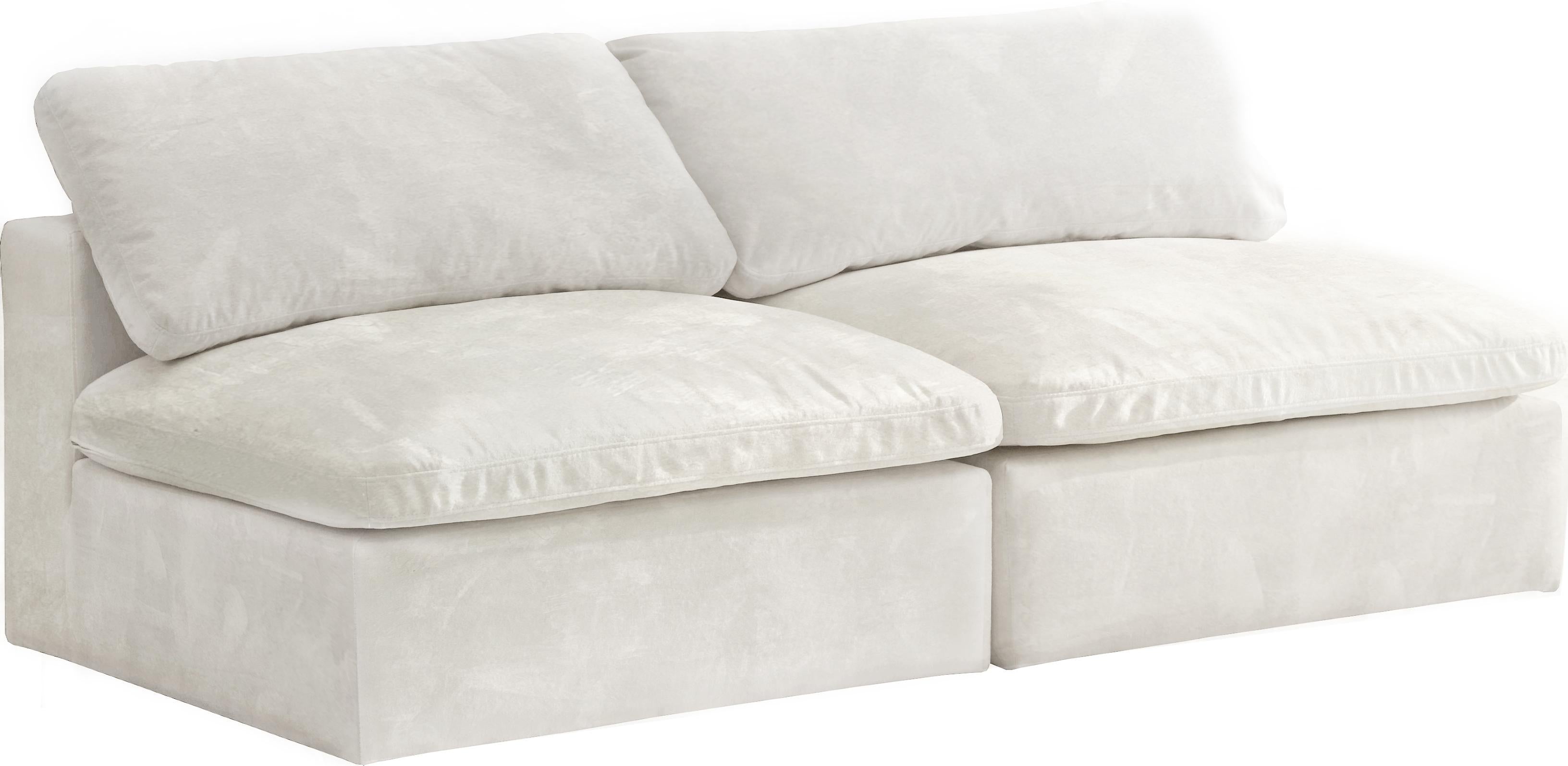 Cozy Cream Velvet Cloud Modular Armless Sofa - Luxury Home Furniture (MI)