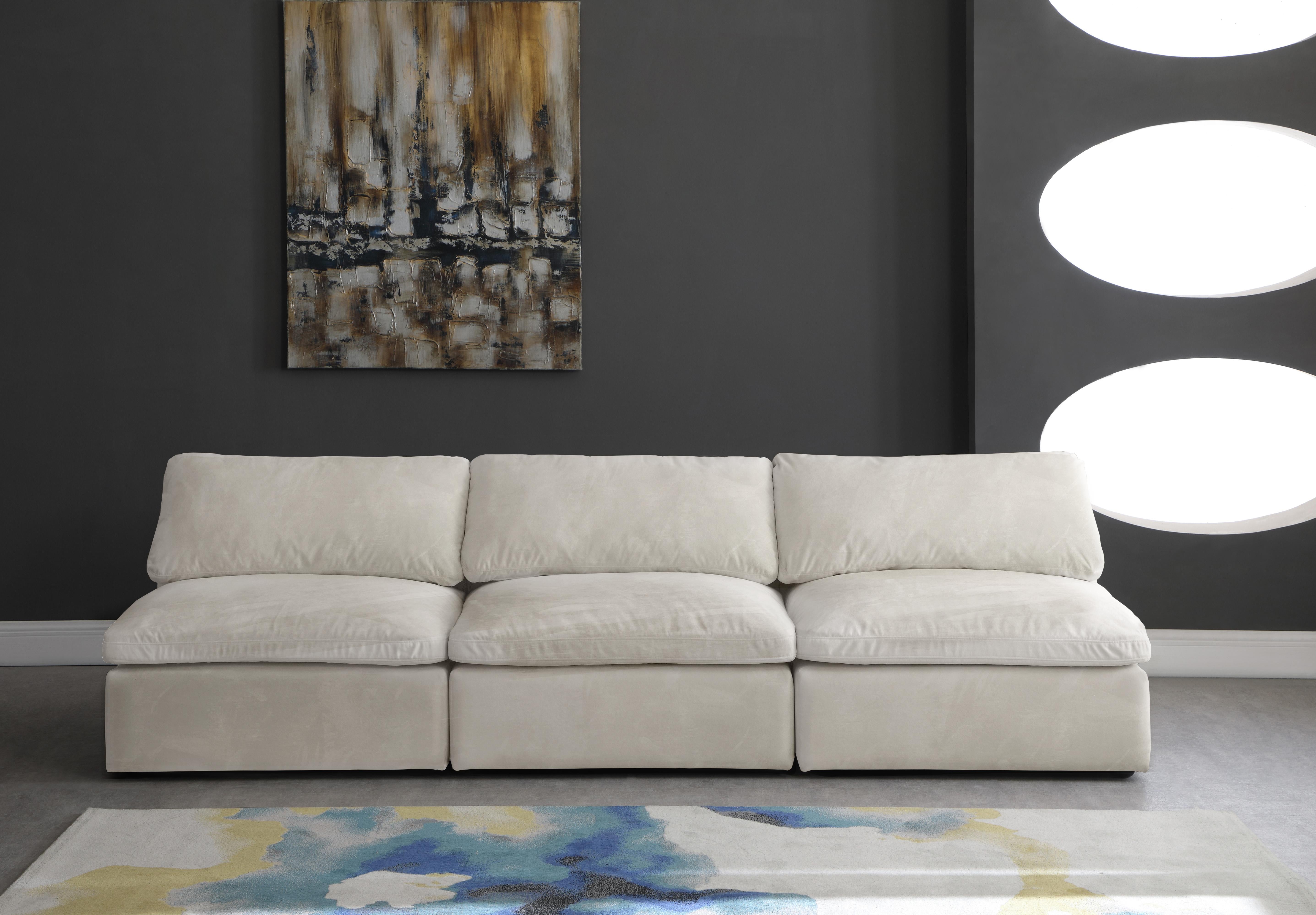 Cozy Cream Velvet Cloud Modular Armless Sofa - Luxury Home Furniture (MI)