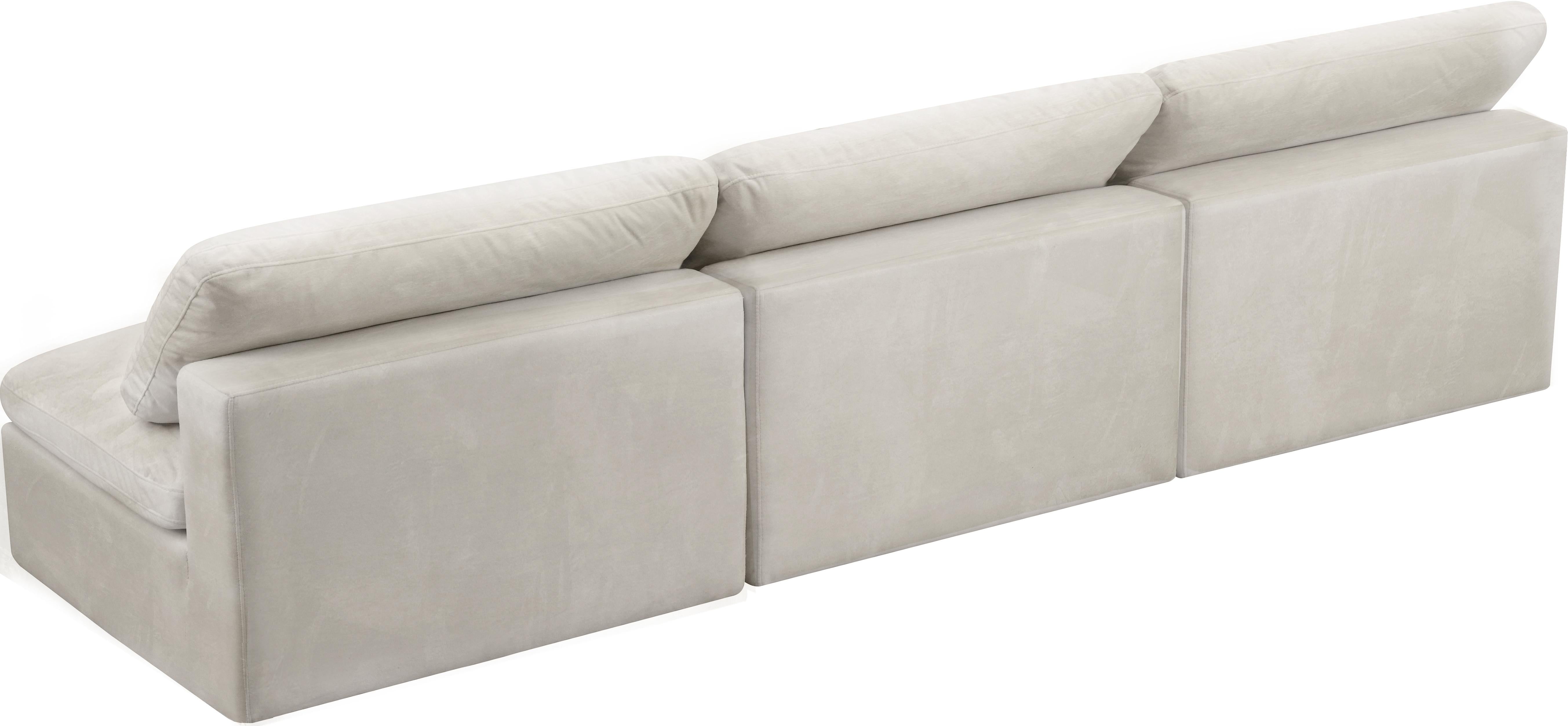 Cozy Cream Velvet Cloud Modular Armless Sofa - Luxury Home Furniture (MI)
