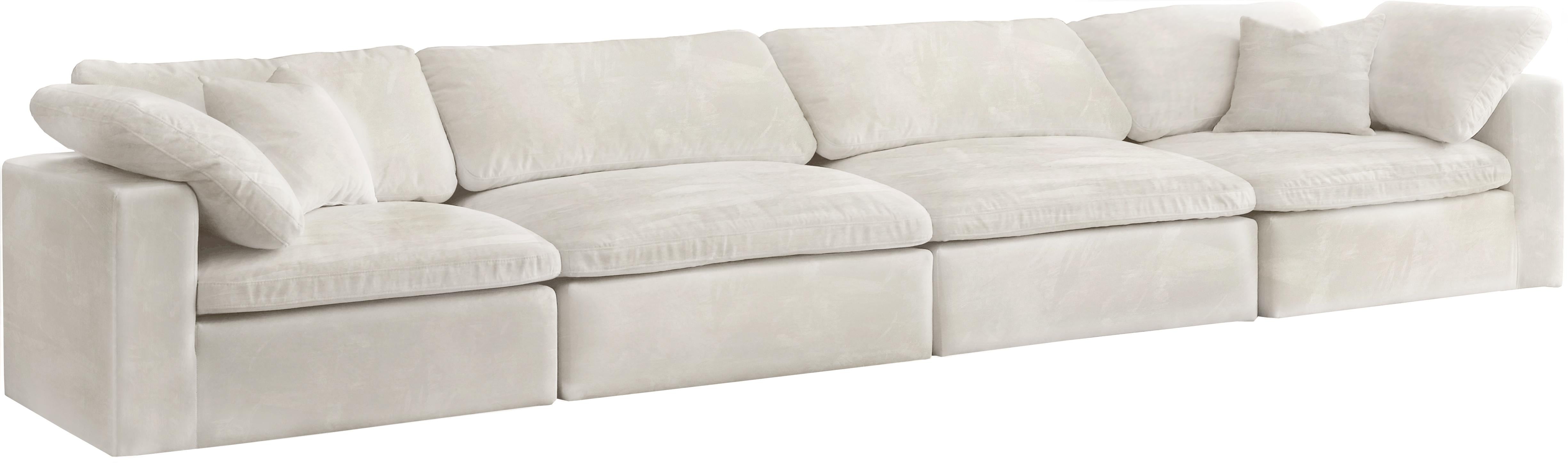 Cozy Cream Velvet Cloud Modular Sofa - Luxury Home Furniture (MI)