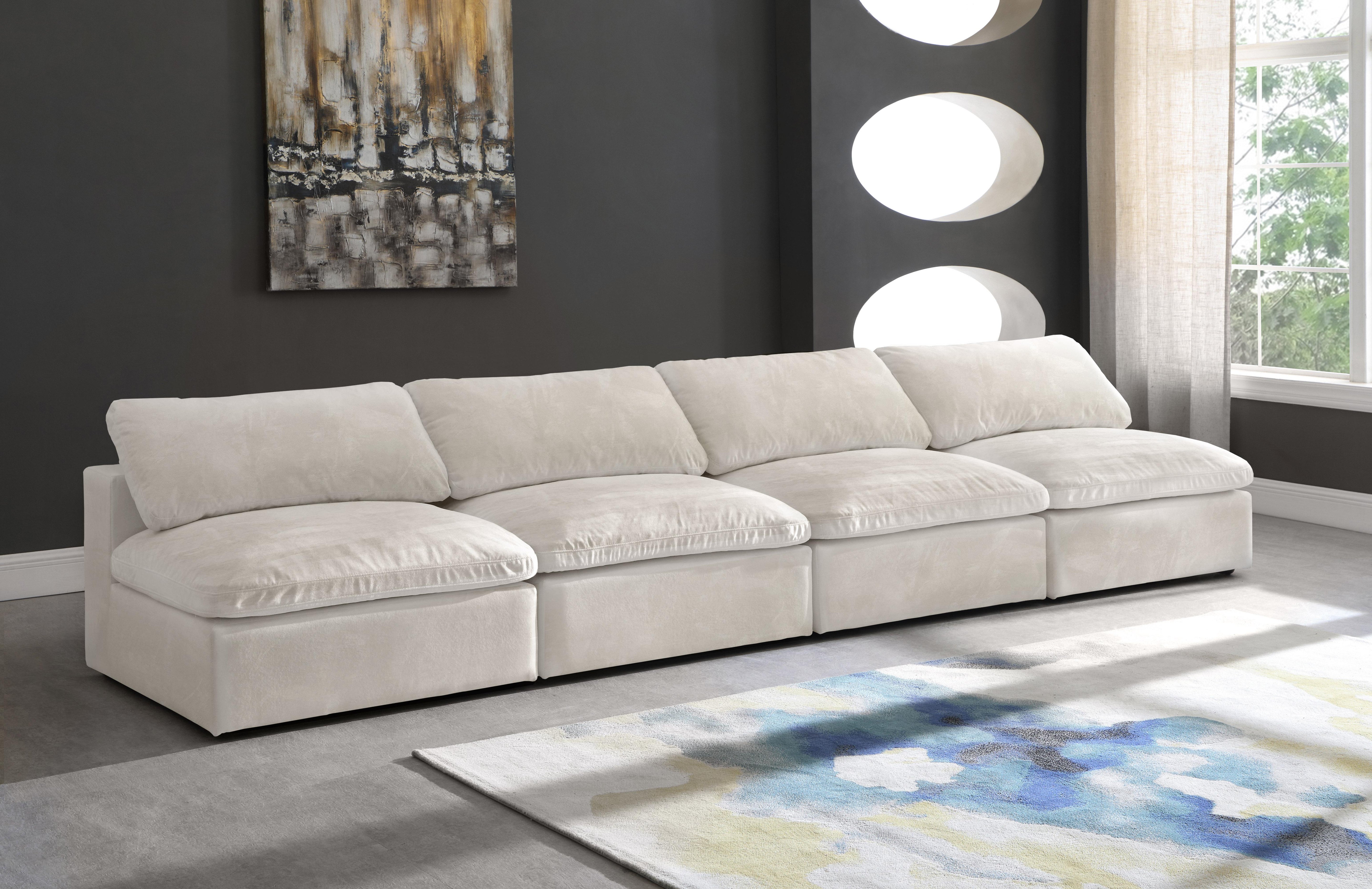 Cozy Cream Velvet Cloud Modular Armless Sofa - Luxury Home Furniture (MI)