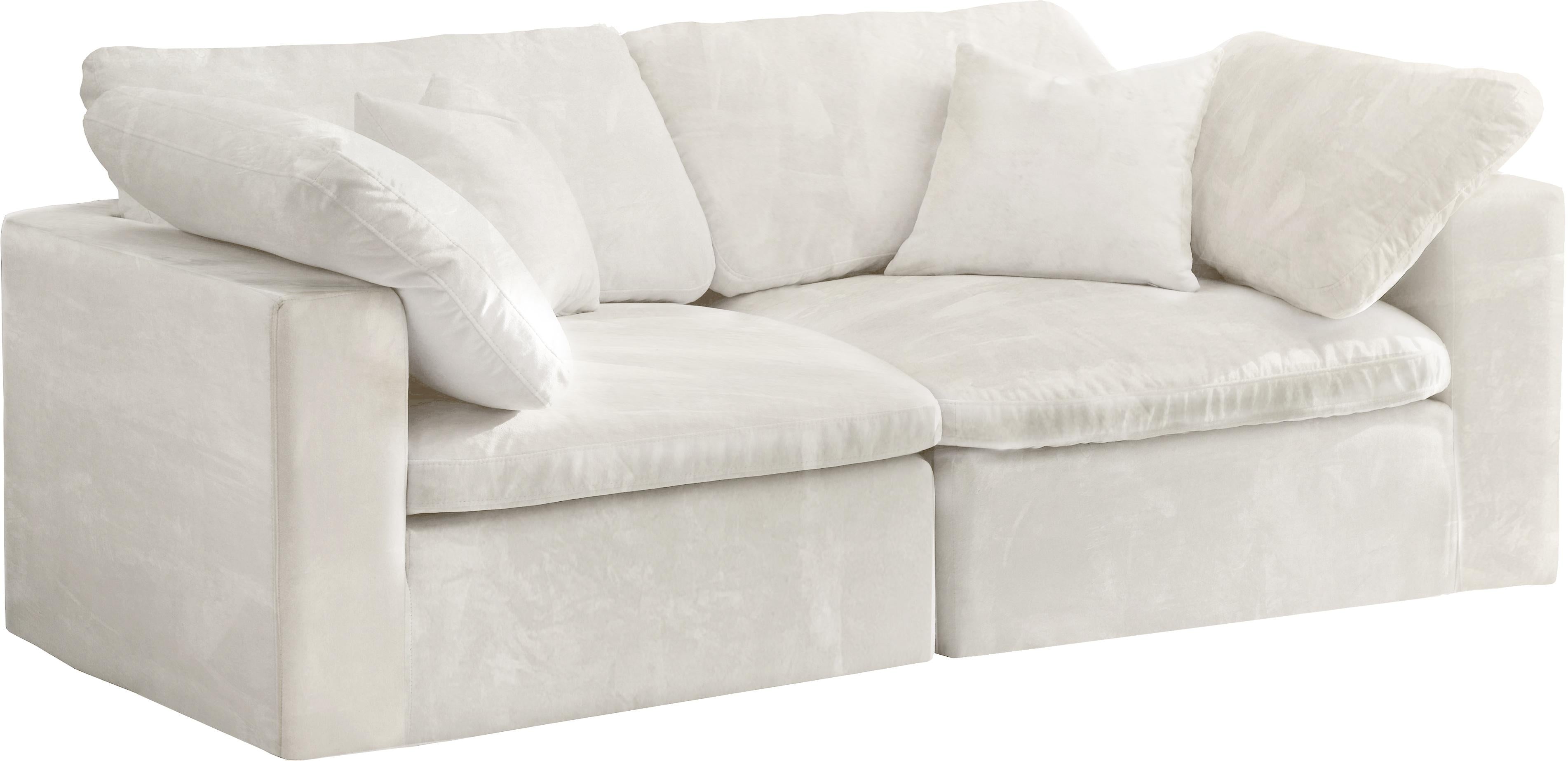 Cozy Cream Velvet Cloud Modular Sofa - Luxury Home Furniture (MI)