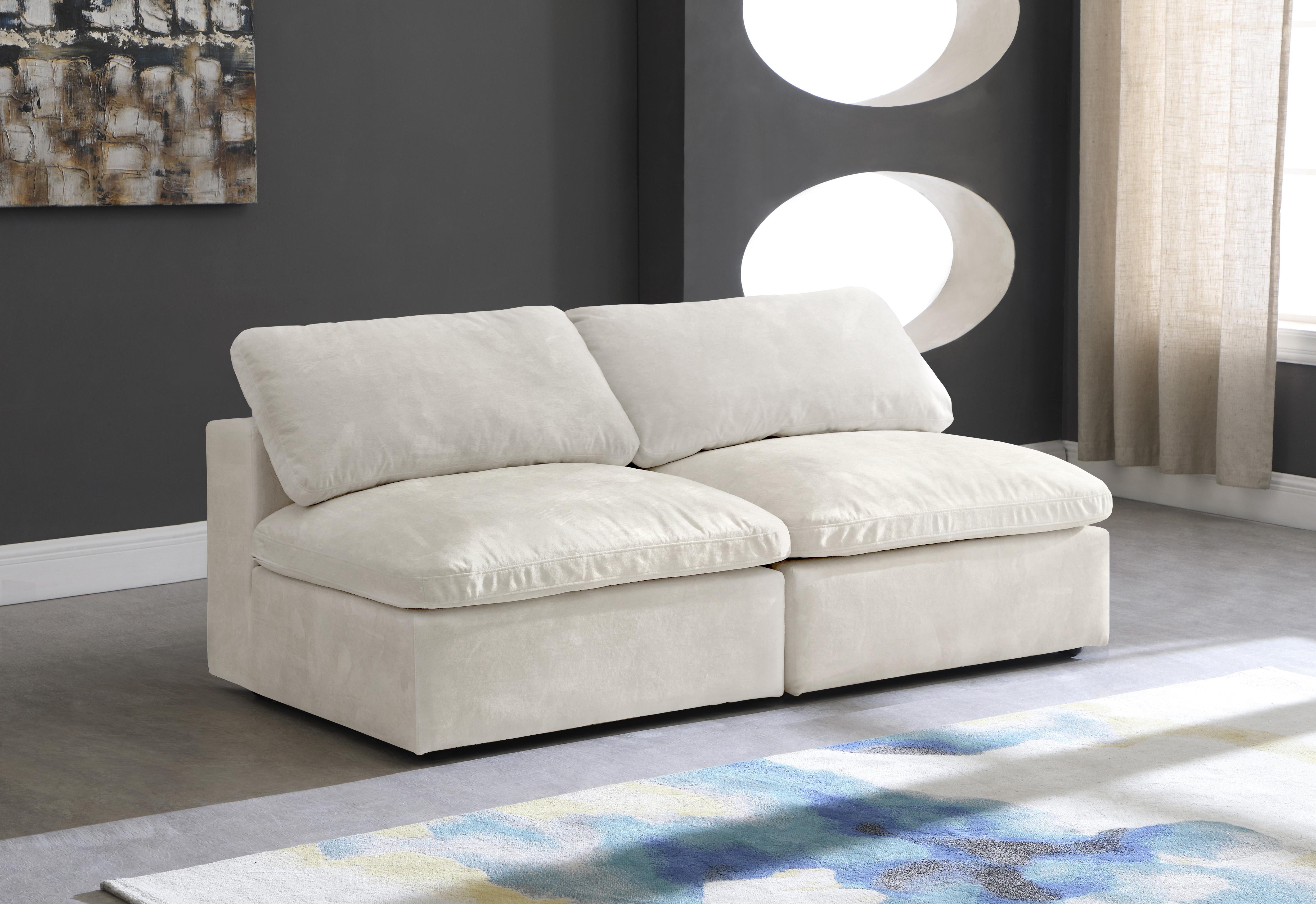 Cozy Cream Velvet Cloud Modular Armless Sofa - Luxury Home Furniture (MI)