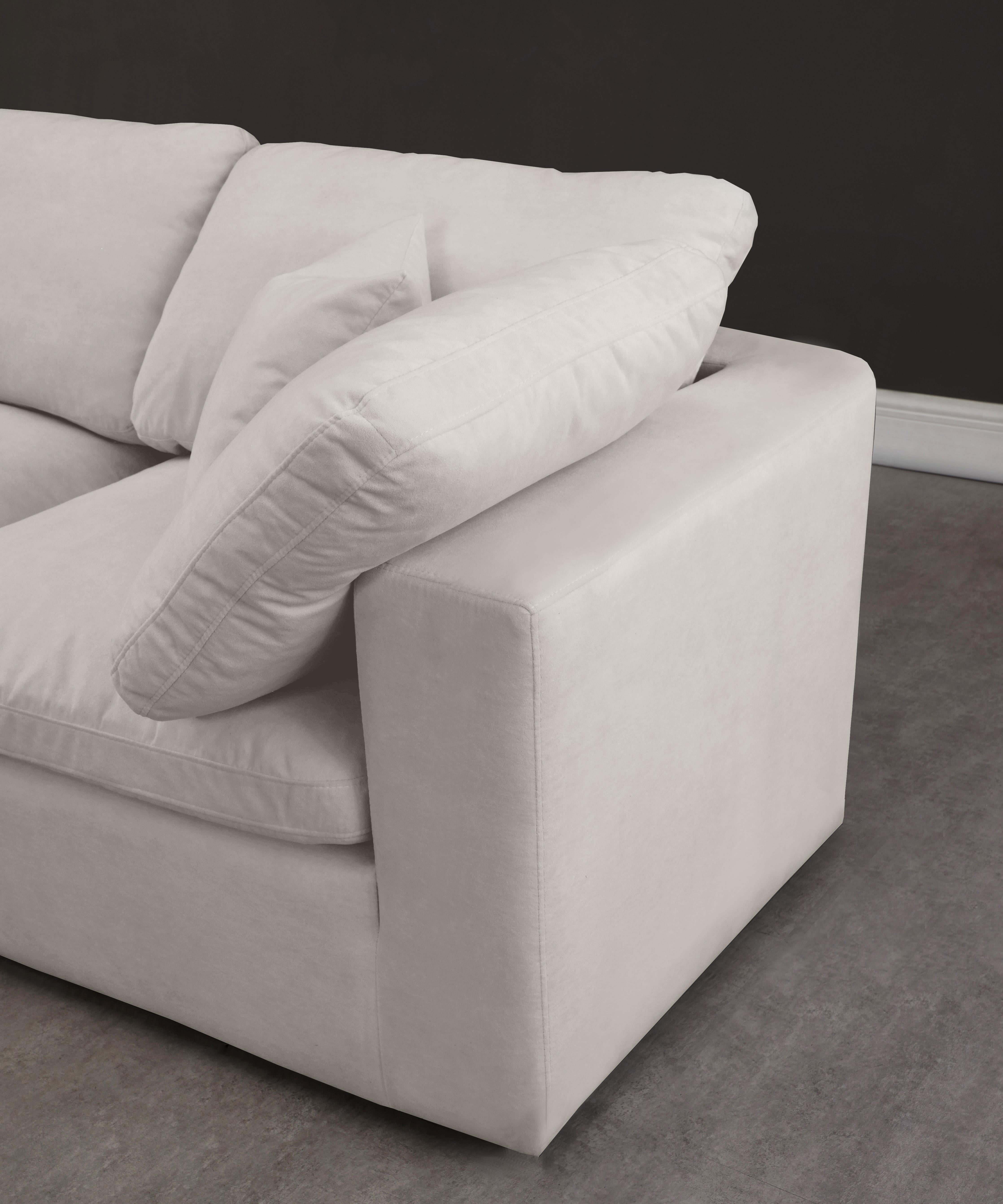 Cozy Cream Velvet Cloud Modular Armless Sofa - Luxury Home Furniture (MI)