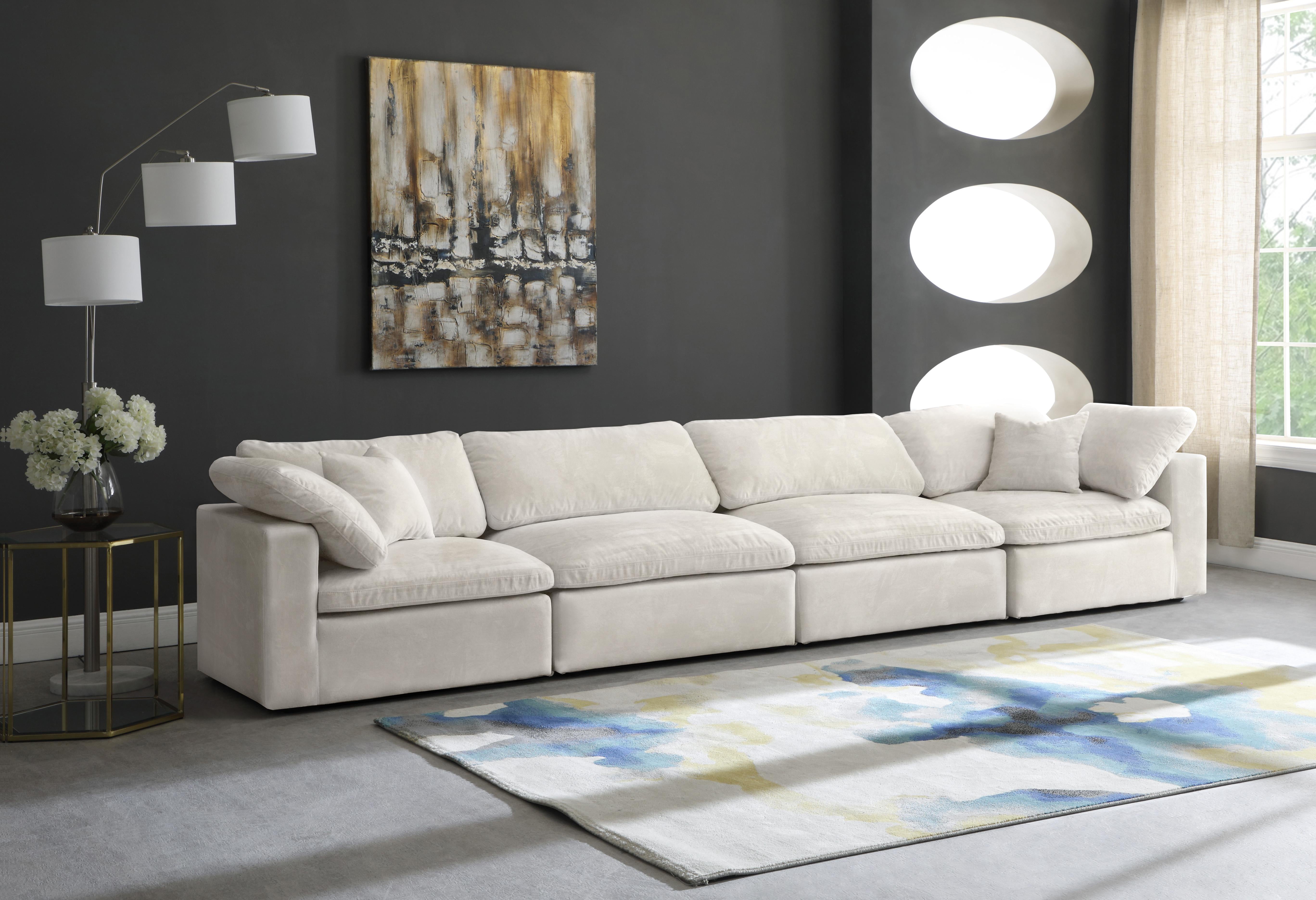 Cozy Cream Velvet Cloud Modular Sofa - Luxury Home Furniture (MI)