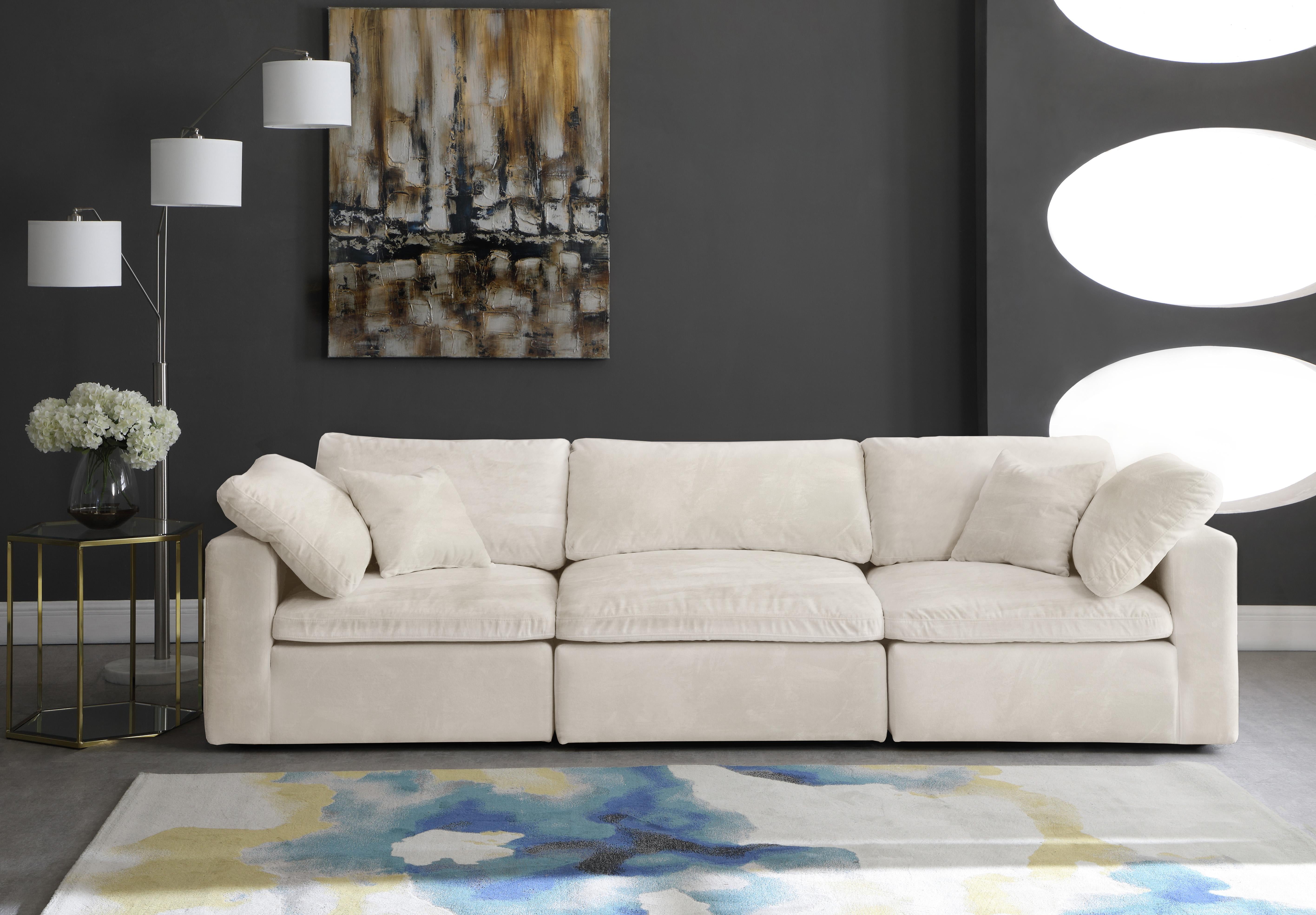 Cozy Cream Velvet Cloud Modular Sofa - Luxury Home Furniture (MI)