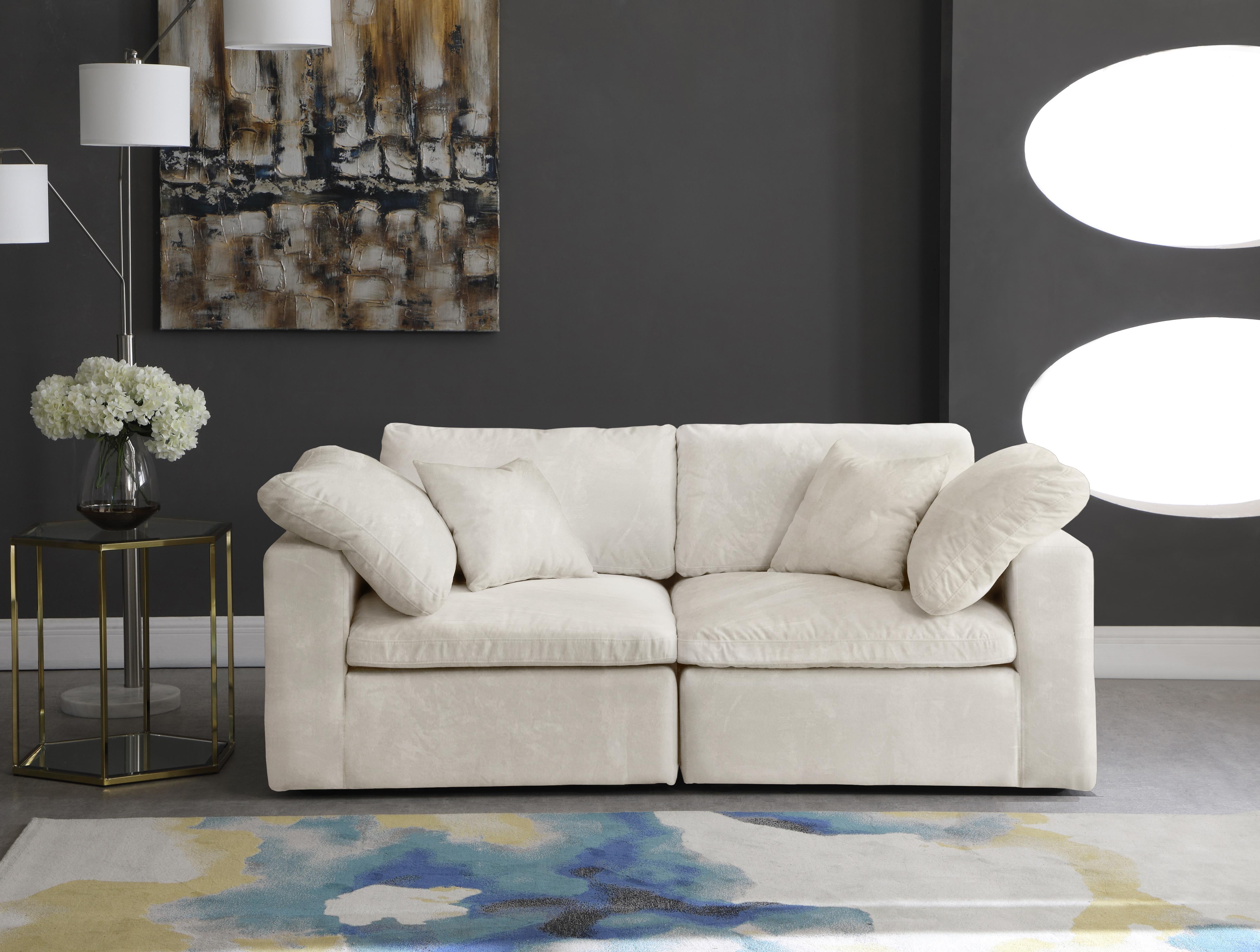 Cozy Cream Velvet Cloud Modular Sofa - Luxury Home Furniture (MI)