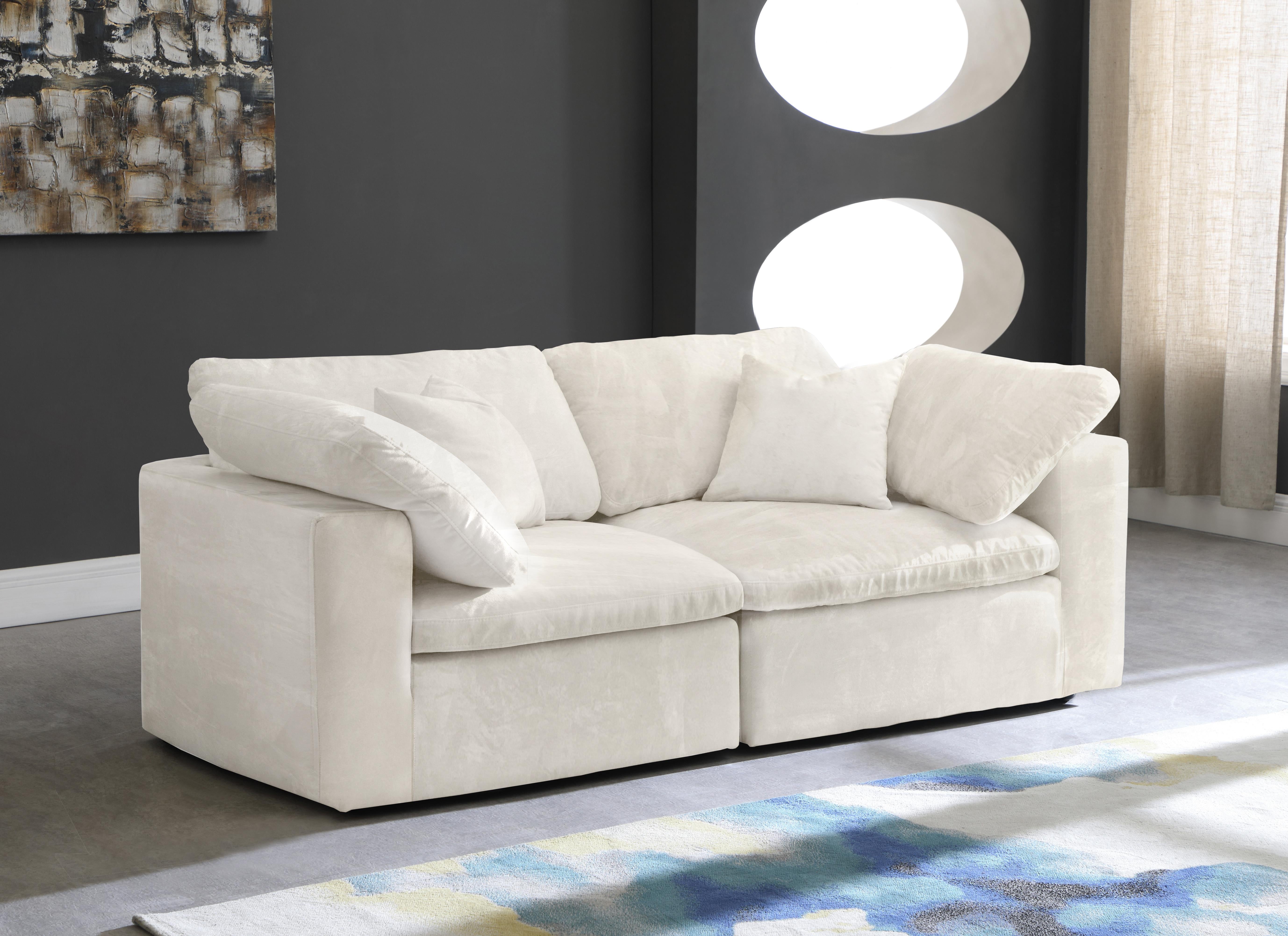 Cozy Cream Velvet Cloud Modular Sofa - Luxury Home Furniture (MI)