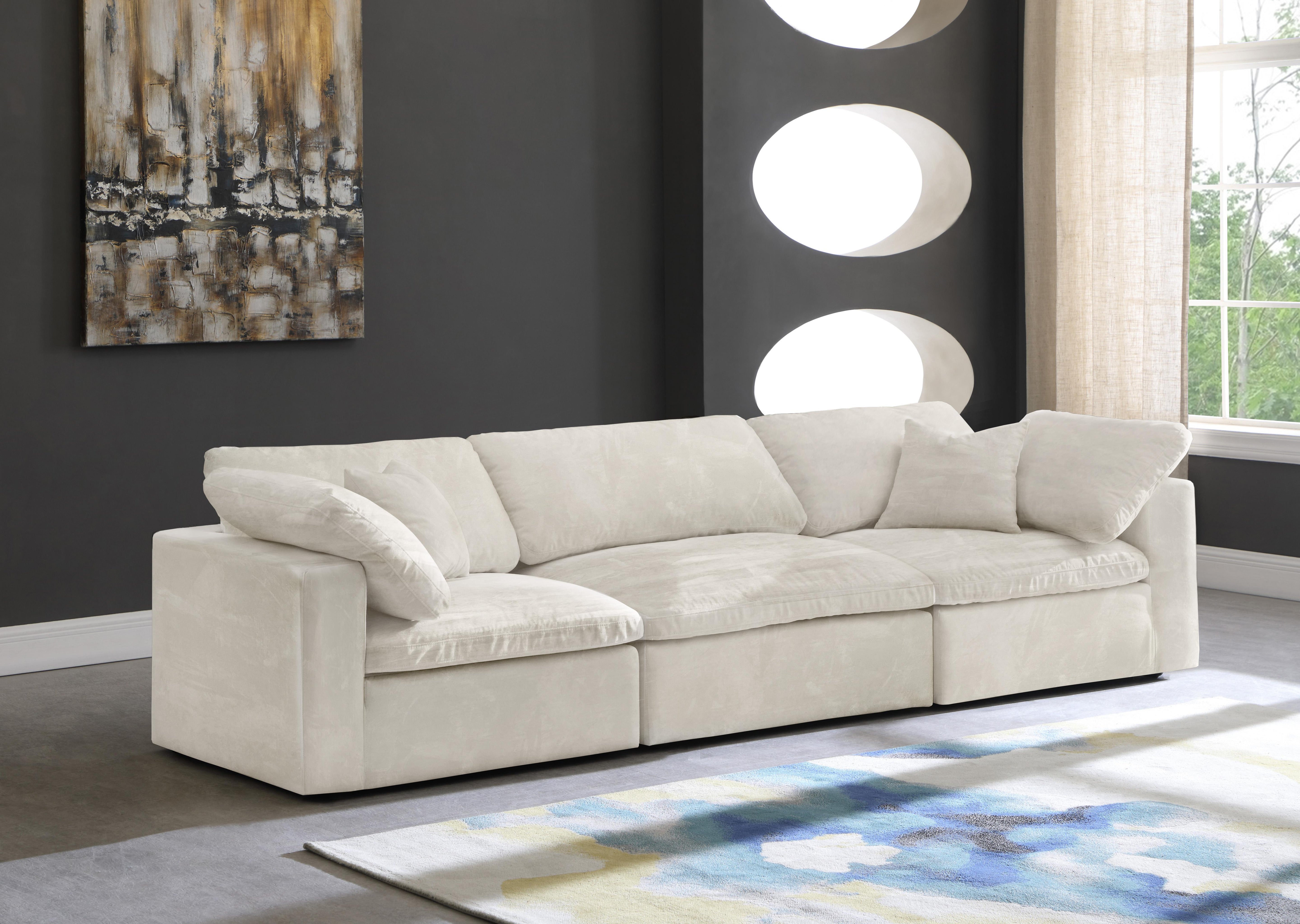 Cozy Cream Velvet Cloud Modular Sofa - Luxury Home Furniture (MI)