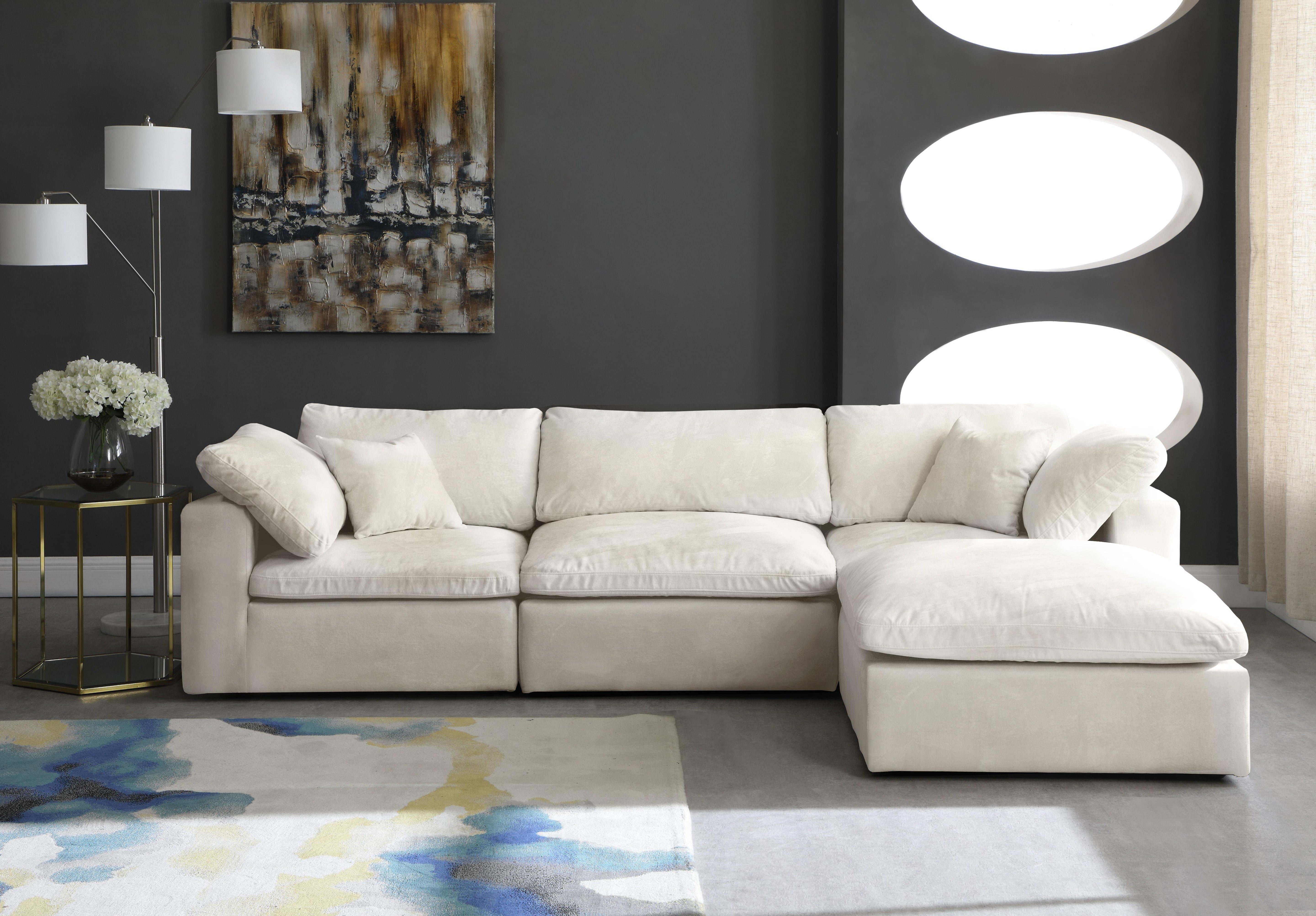 Cozy Cream Velvet Cloud Modular Sectional - Luxury Home Furniture (MI)