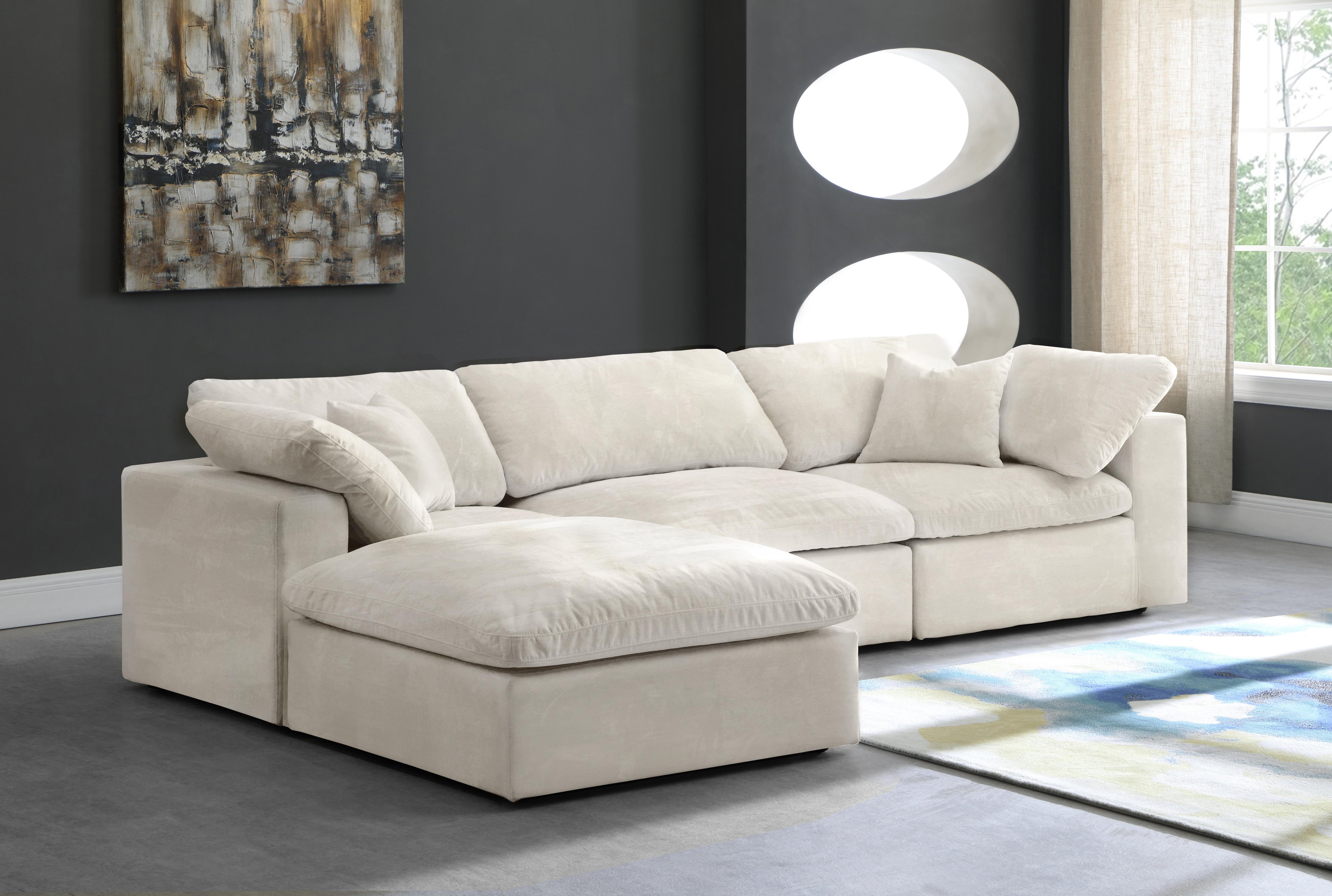 Cozy Cream Velvet Cloud Modular Sectional - Luxury Home Furniture (MI)