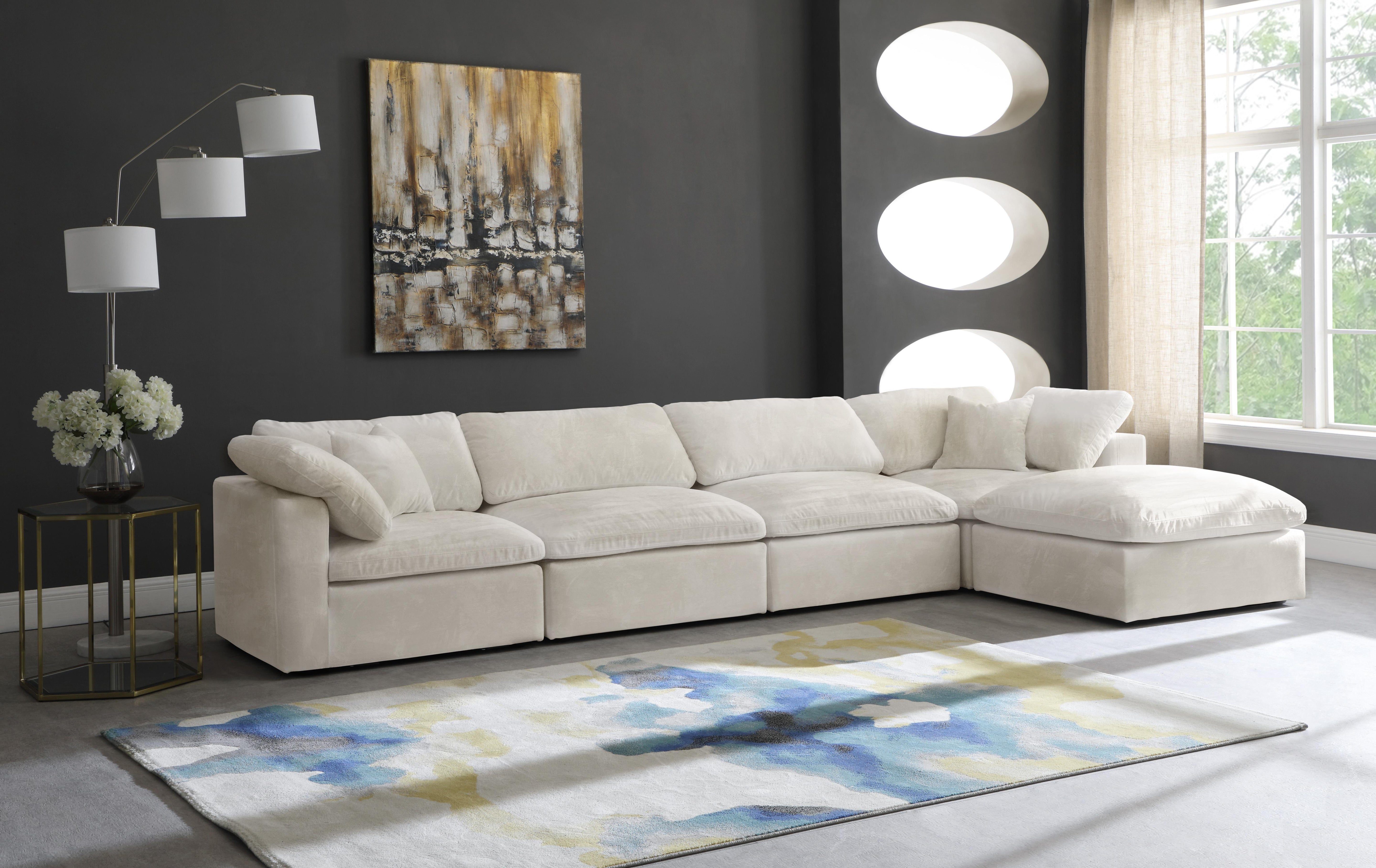 Cozy Cream Velvet Cloud Modular Sectional - Luxury Home Furniture (MI)