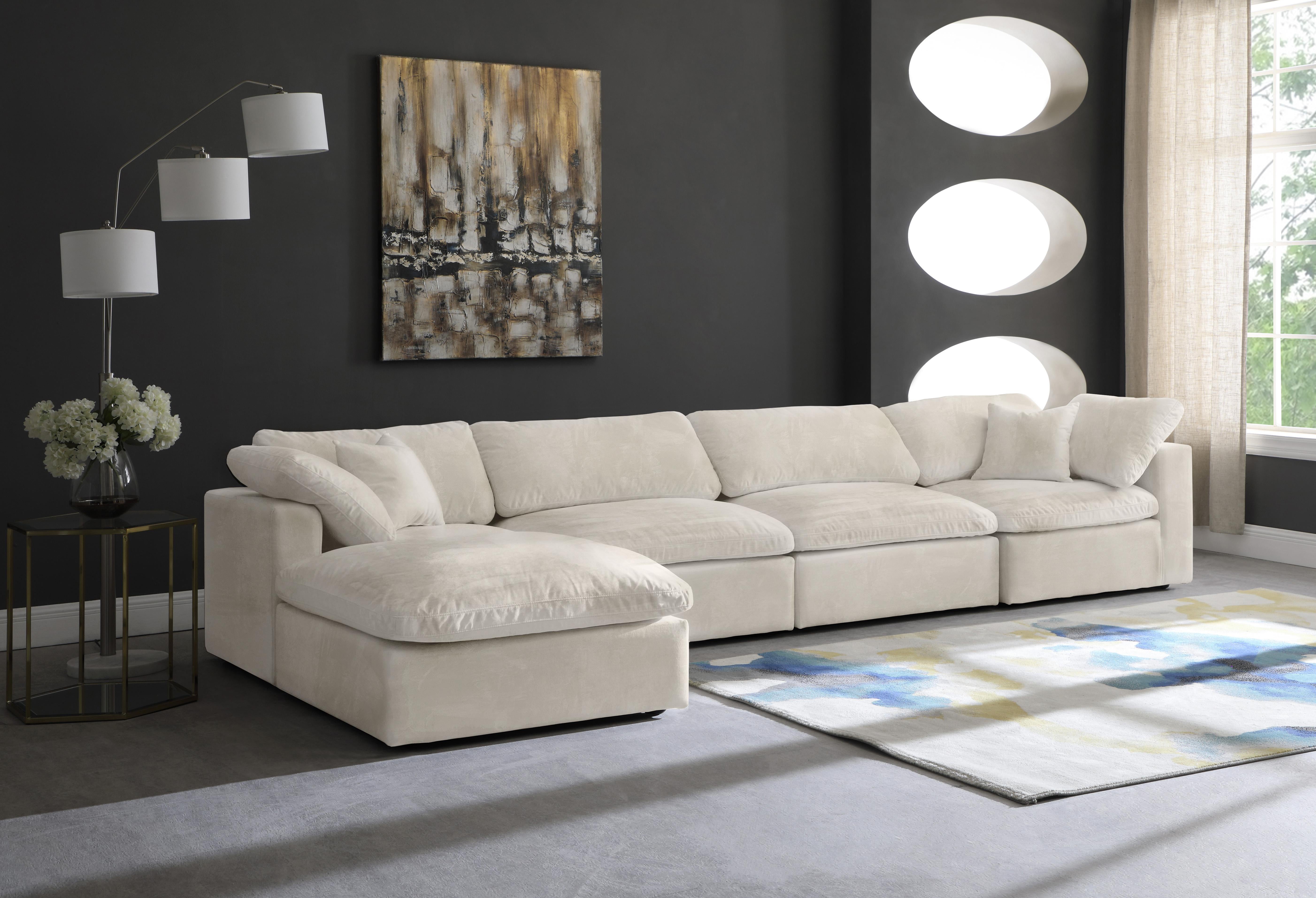 Cozy Cream Velvet Cloud Modular Sectional - Luxury Home Furniture (MI)
