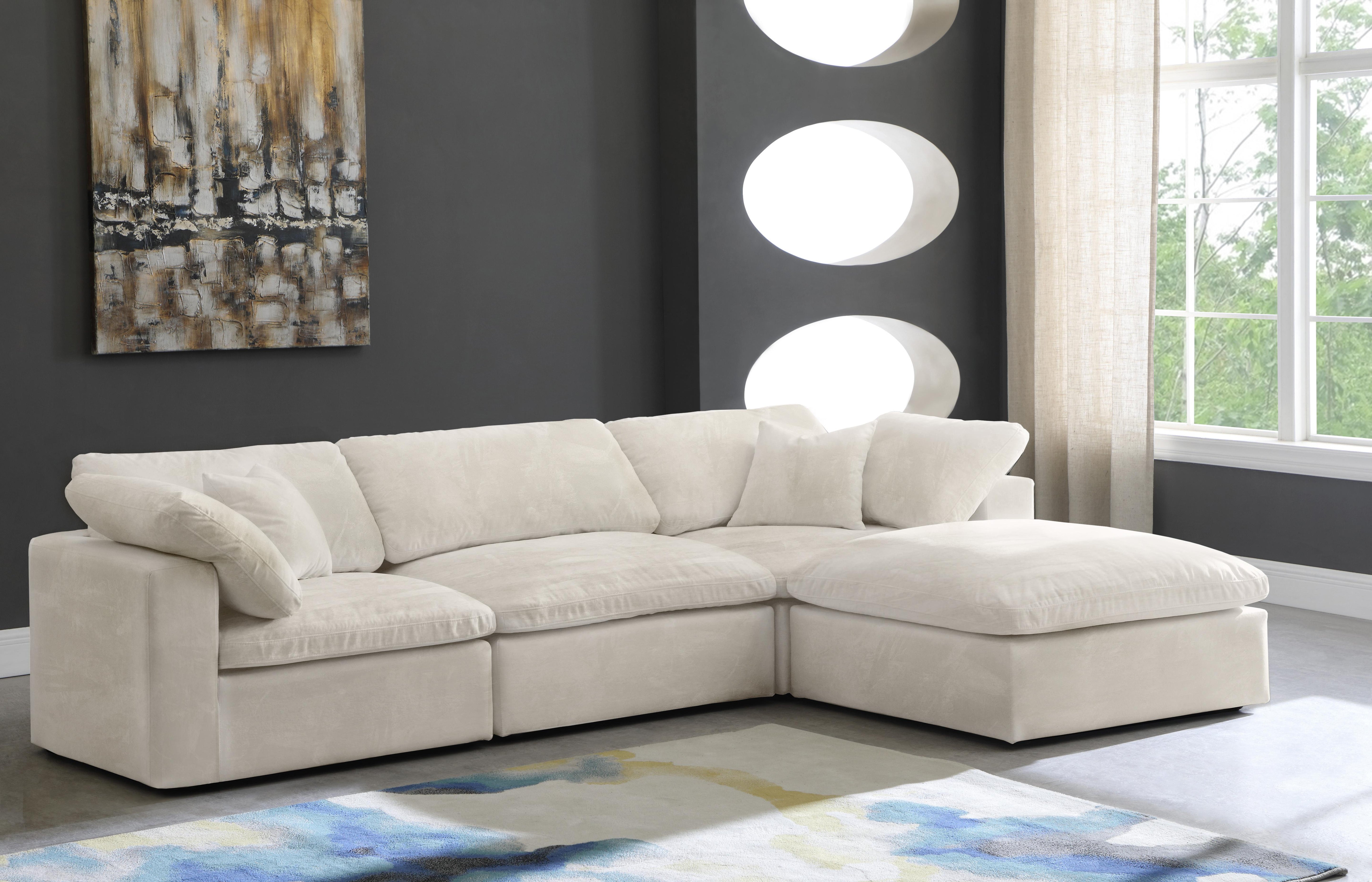 Cozy Cream Velvet Cloud Modular Sectional - Luxury Home Furniture (MI)