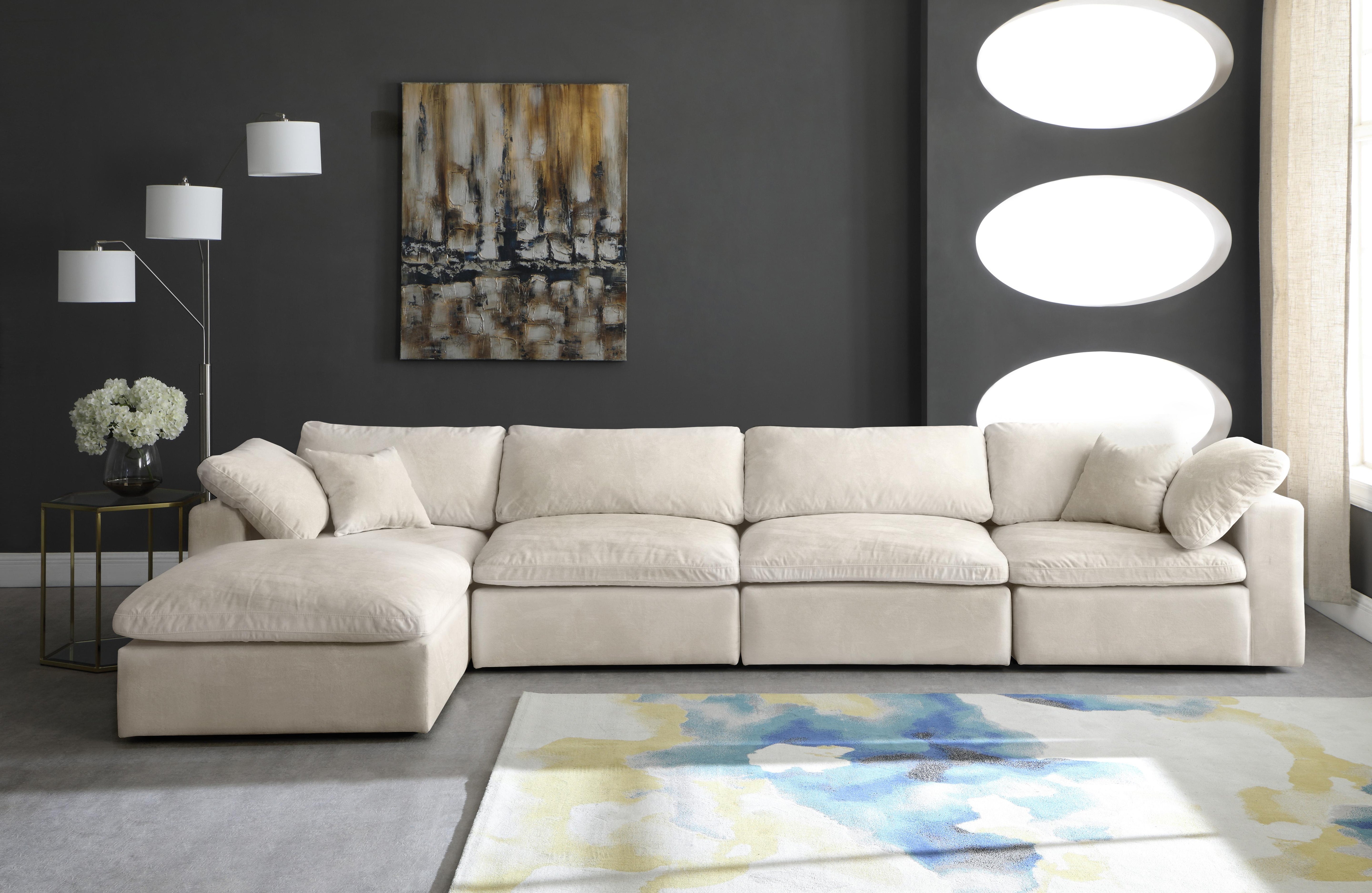 Cozy Cream Velvet Cloud Modular Sectional - Luxury Home Furniture (MI)
