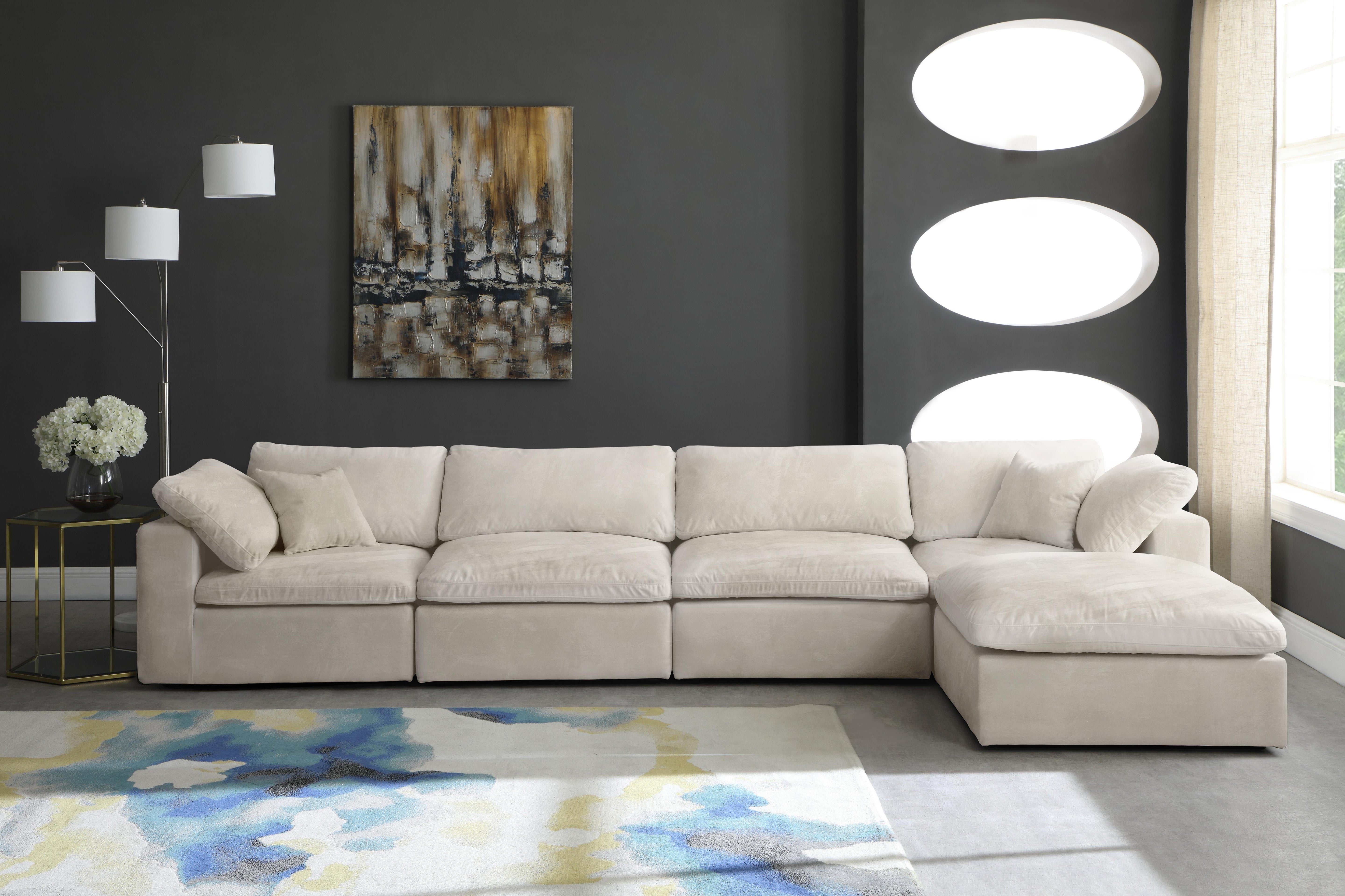 Cozy Cream Velvet Cloud Modular Sectional - Luxury Home Furniture (MI)