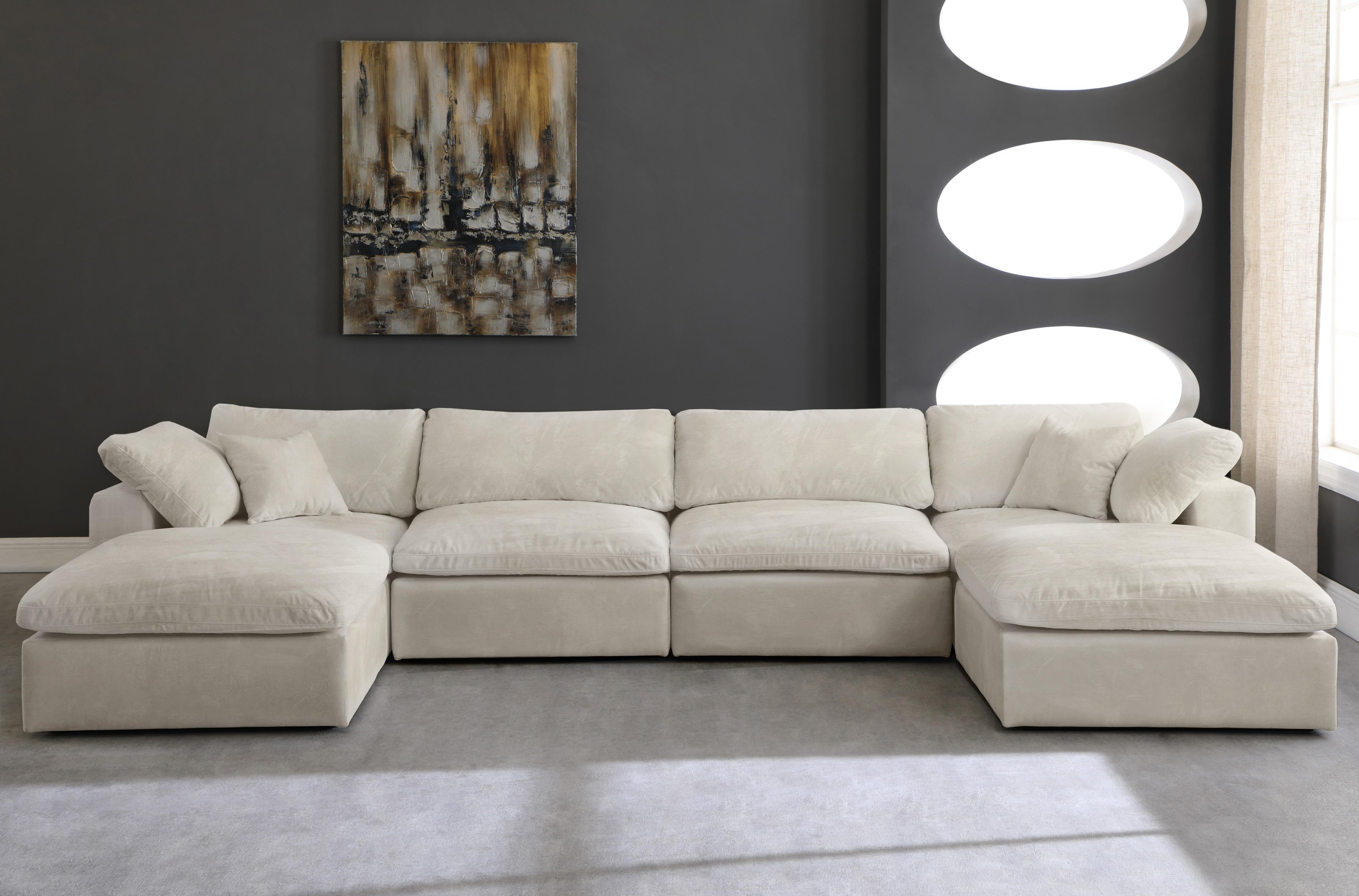 Cozy Cream Velvet Cloud Modular Sectional - Luxury Home Furniture (MI)
