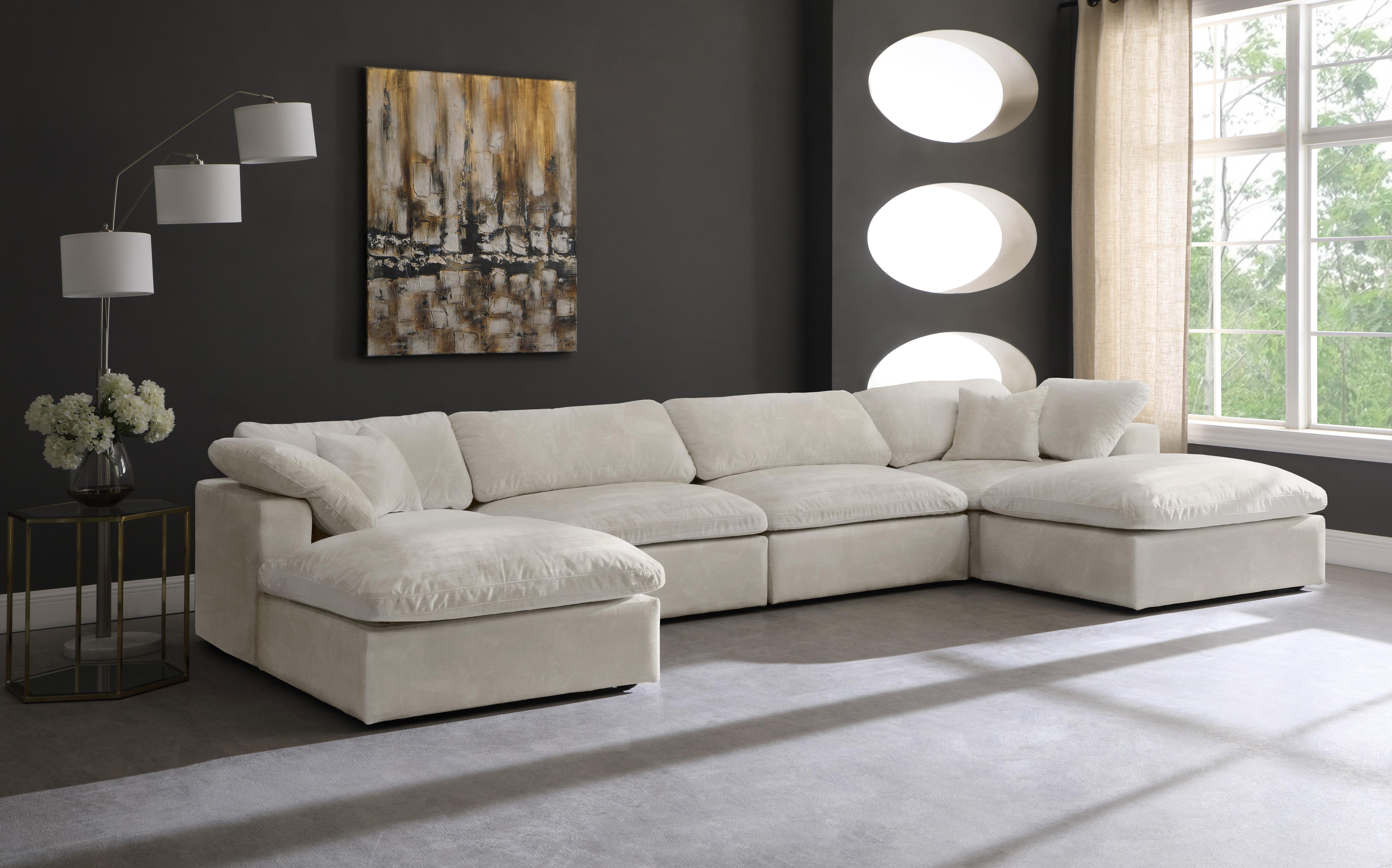 Cozy Cream Velvet Cloud Modular Sectional - Luxury Home Furniture (MI)