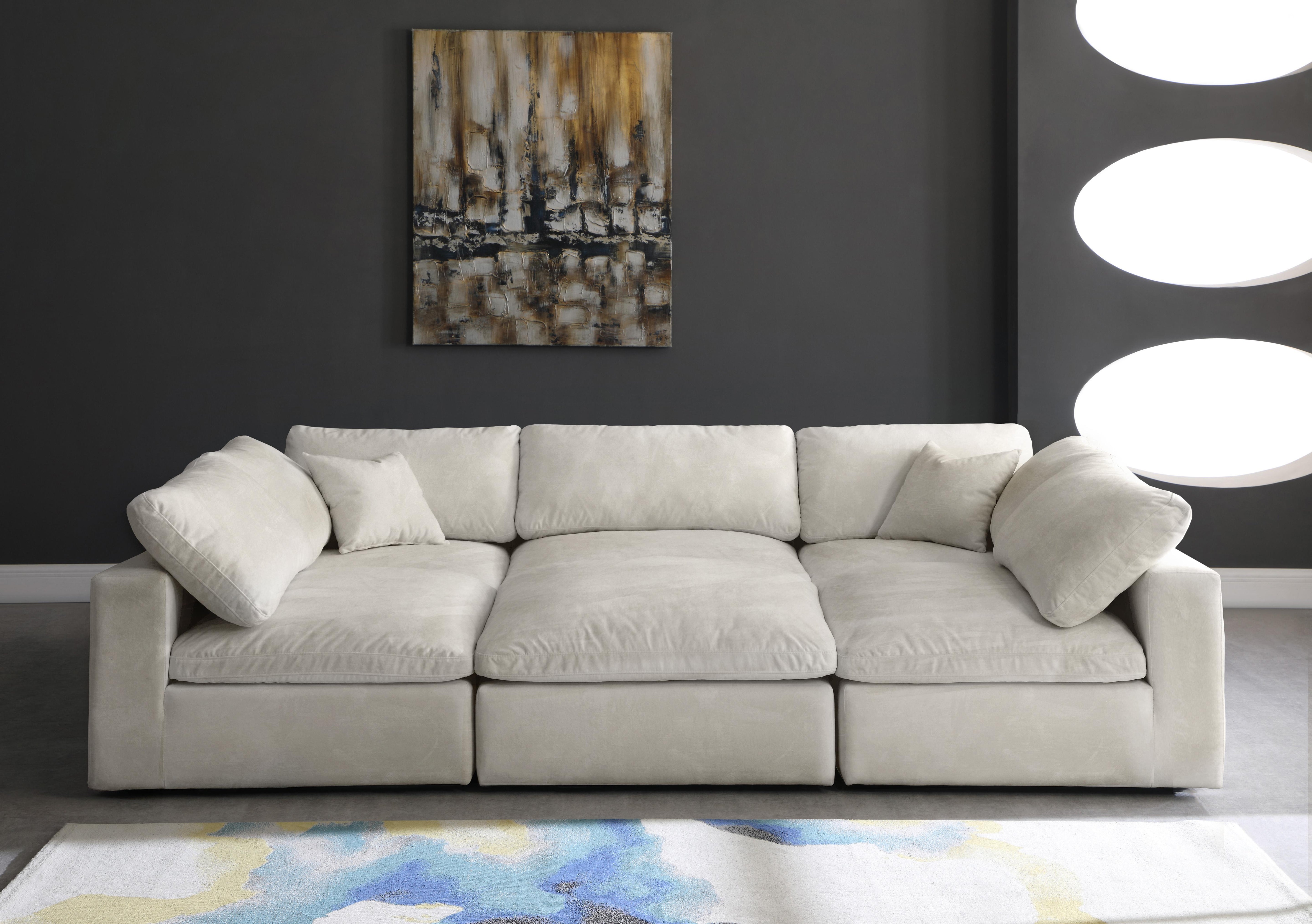 Cozy Cream Velvet Cloud Modular Sectional - Luxury Home Furniture (MI)