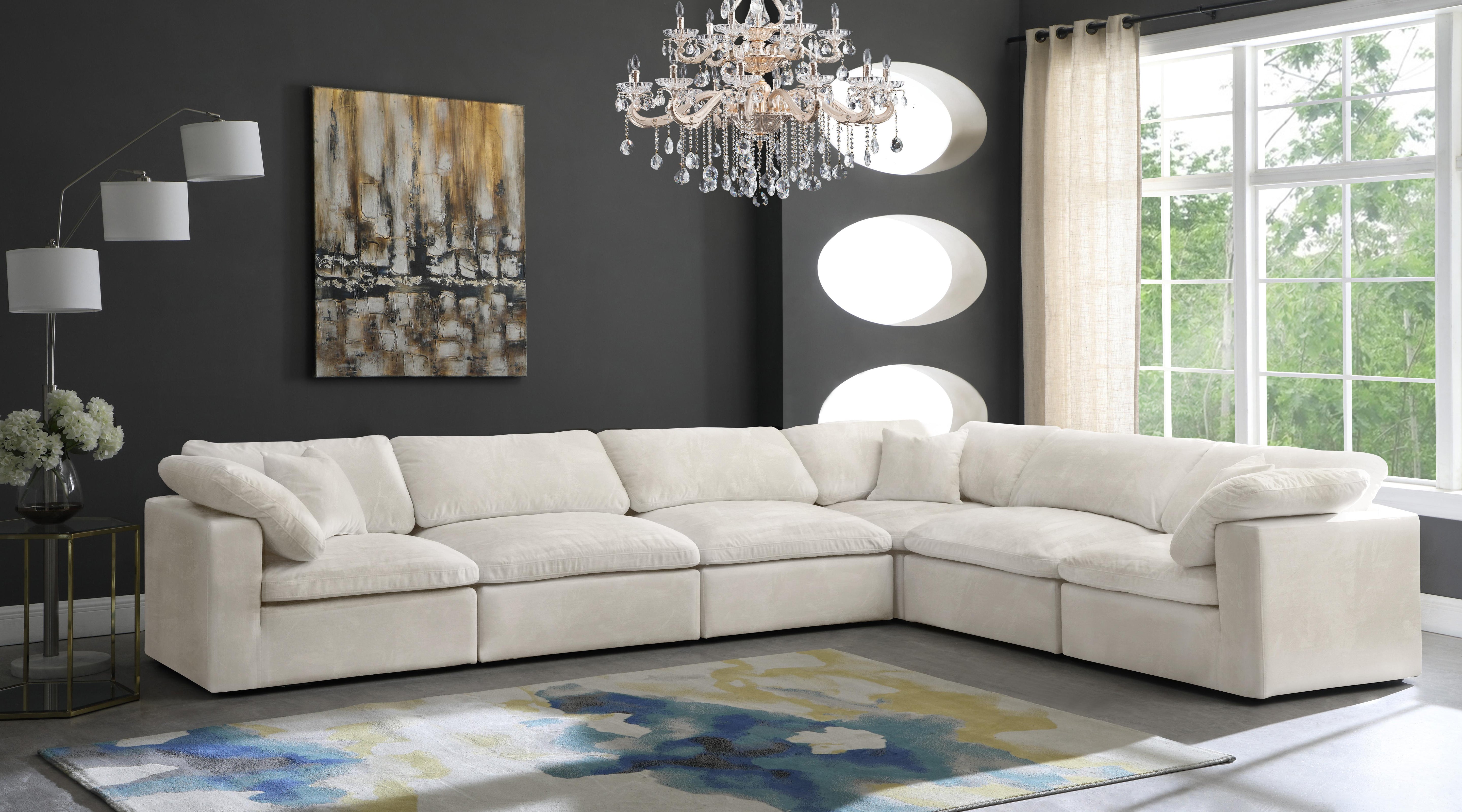 Cozy Cream Velvet Cloud Modular Sectional - Luxury Home Furniture (MI)