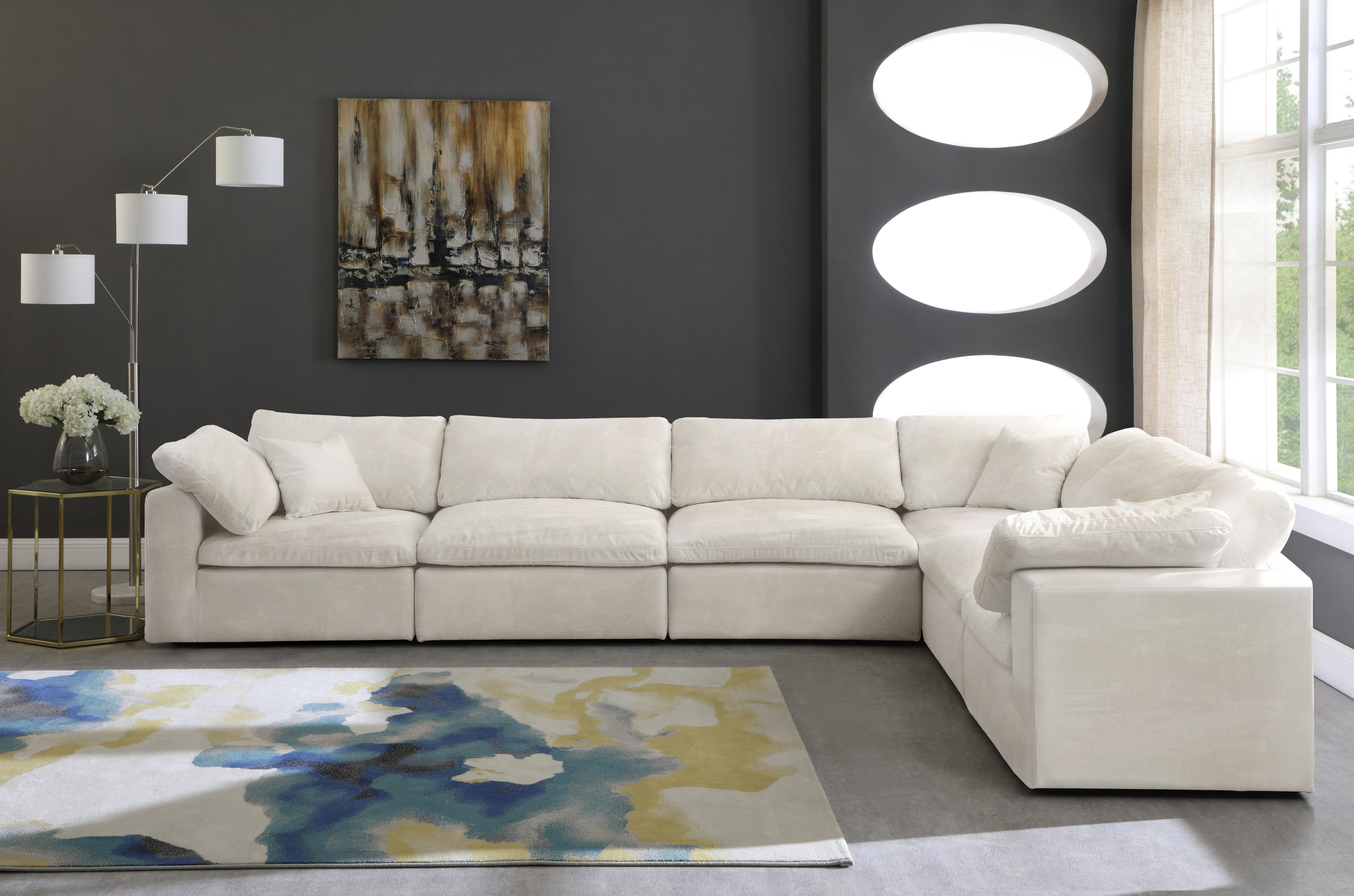Cozy Cream Velvet Cloud Modular Sectional - Luxury Home Furniture (MI)