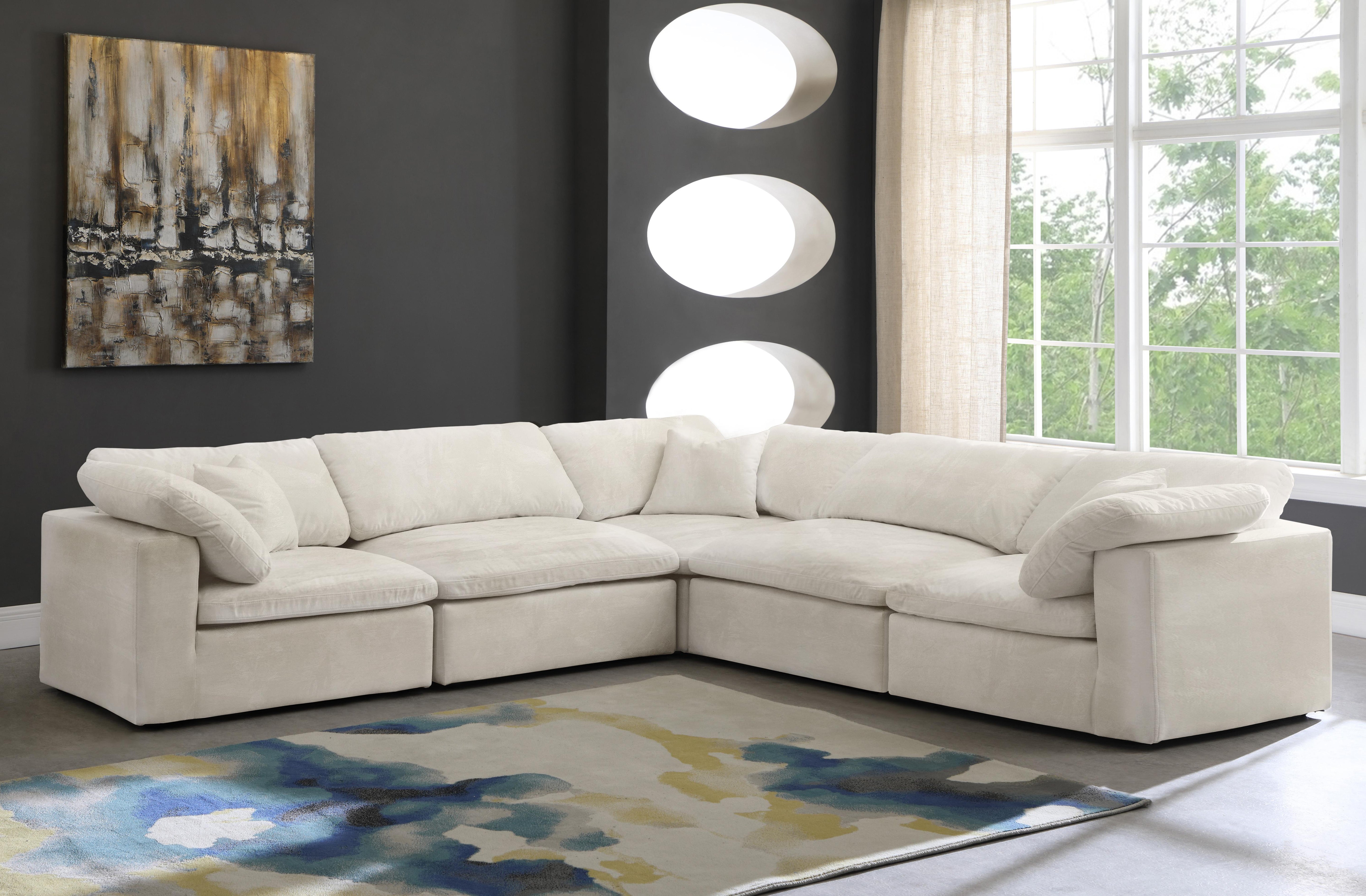 Cozy Cream Velvet Cloud Modular Sectional - Luxury Home Furniture (MI)