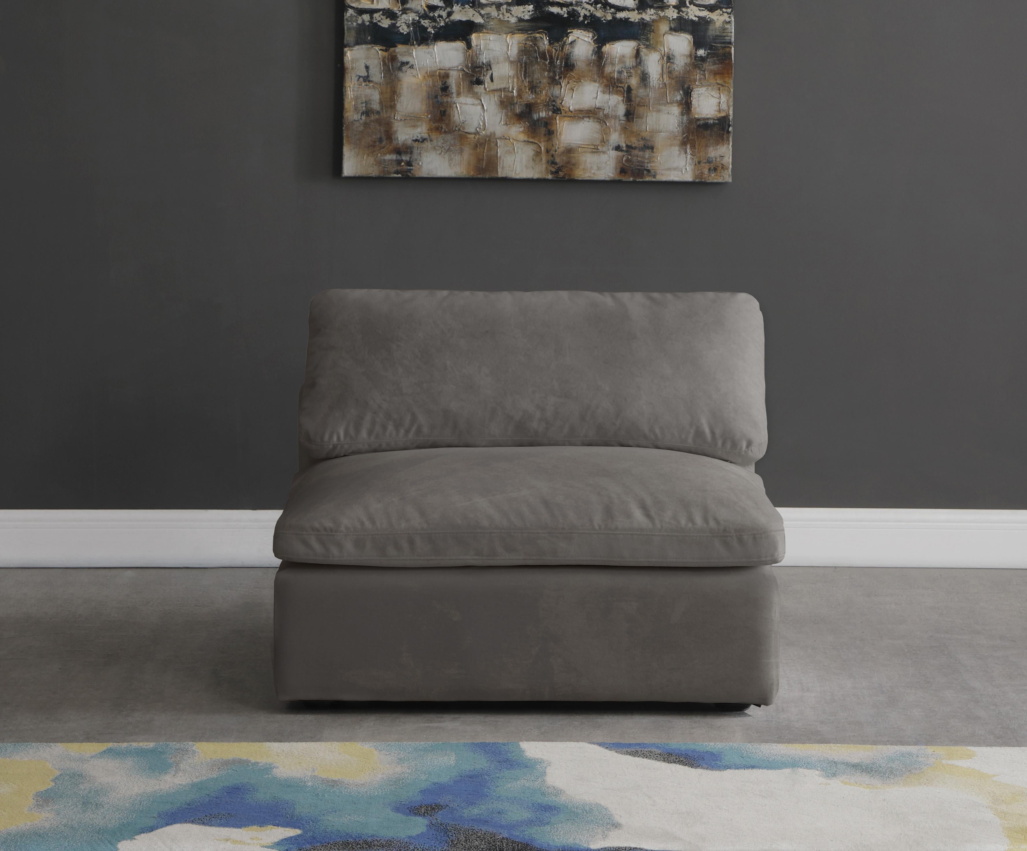 Cozy Grey Velvet Chair - Luxury Home Furniture (MI)