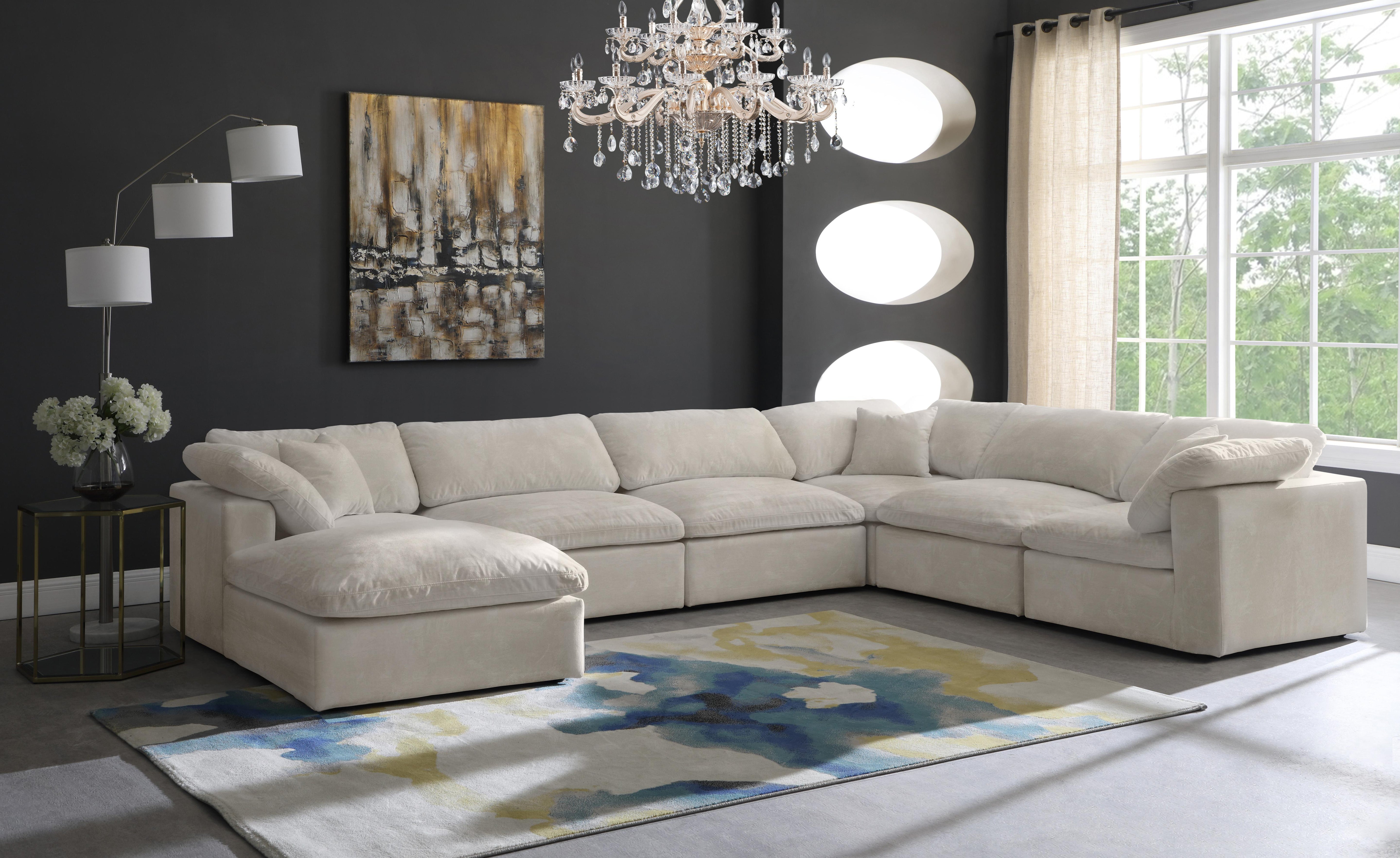 Cozy Cream Velvet Cloud Modular Sectional - Luxury Home Furniture (MI)