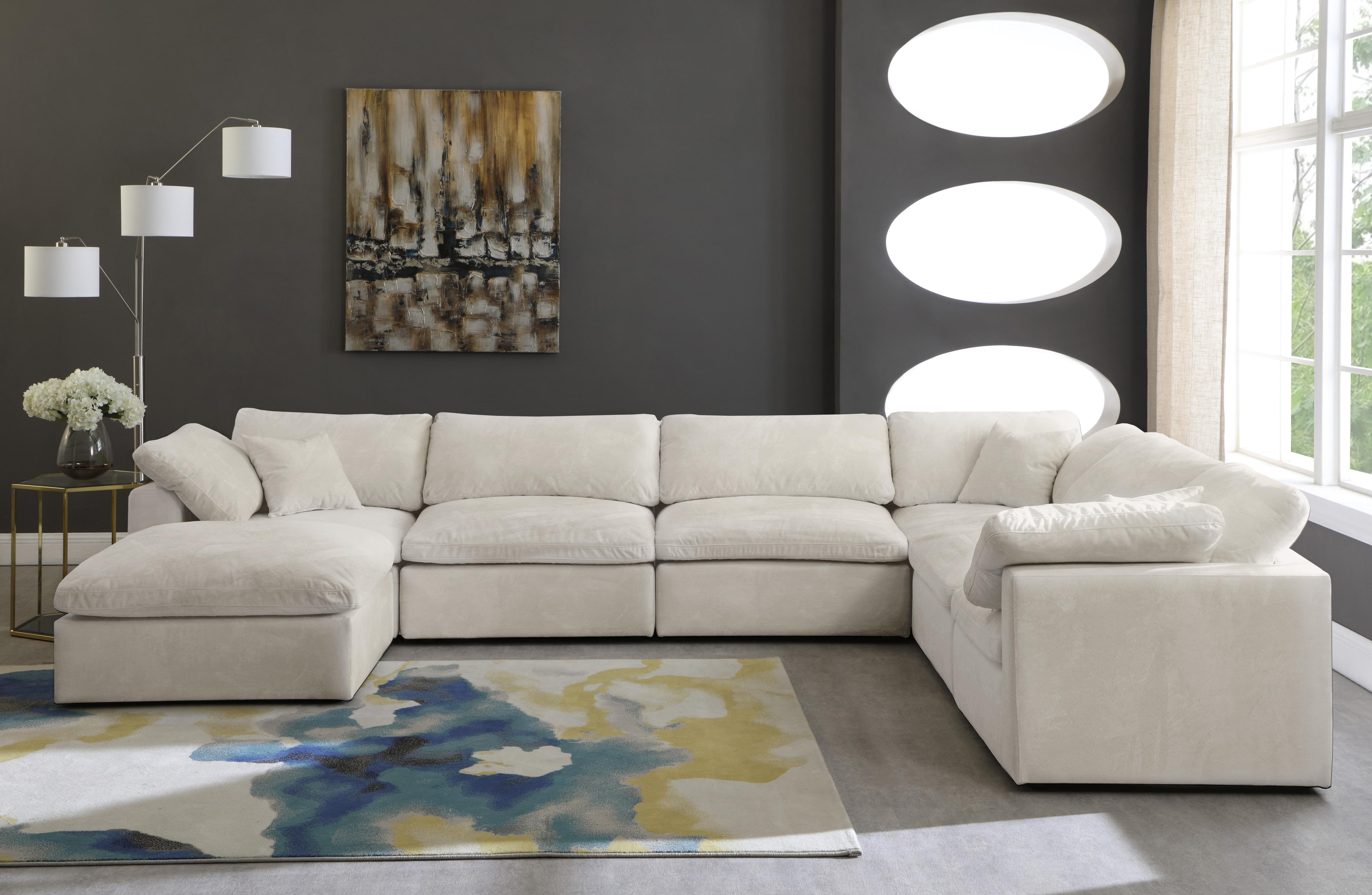 Cozy Cream Velvet Cloud Modular Sectional - Luxury Home Furniture (MI)