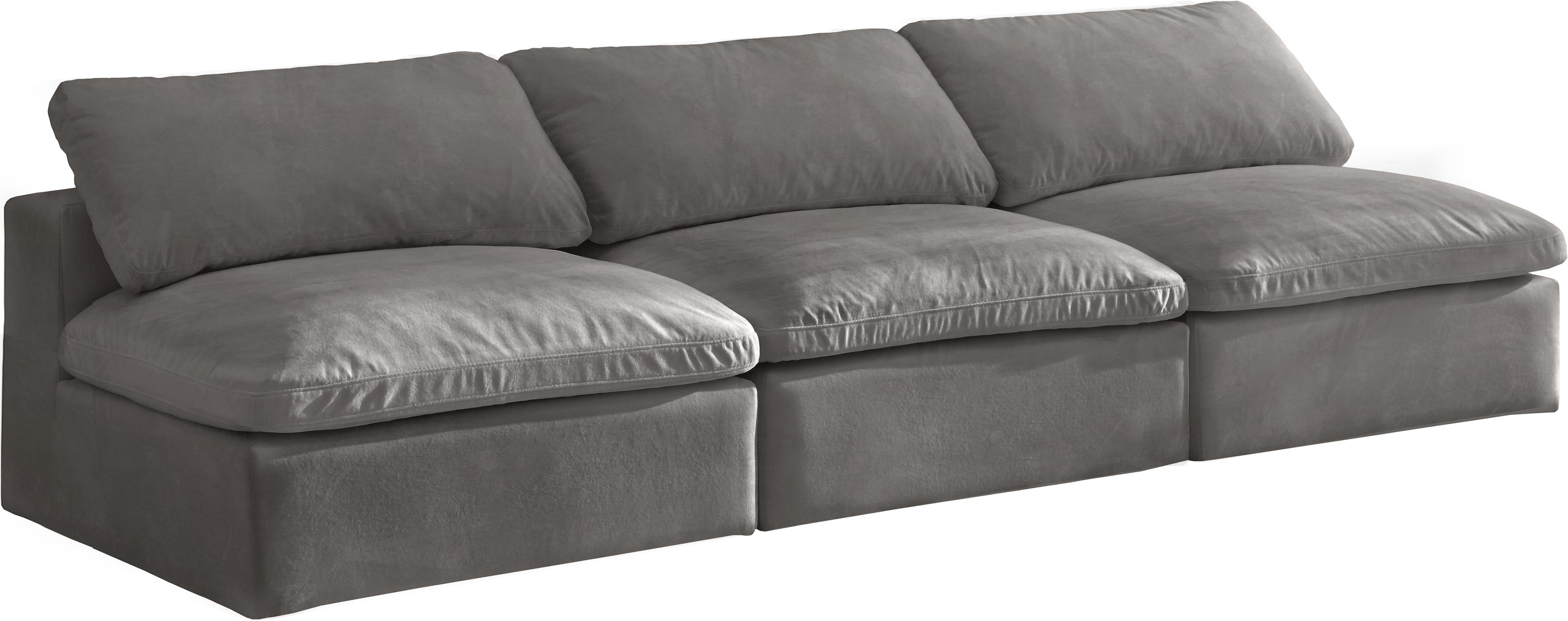 Cozy Grey Velvet Cloud Modular Armless Sofa - Luxury Home Furniture (MI)