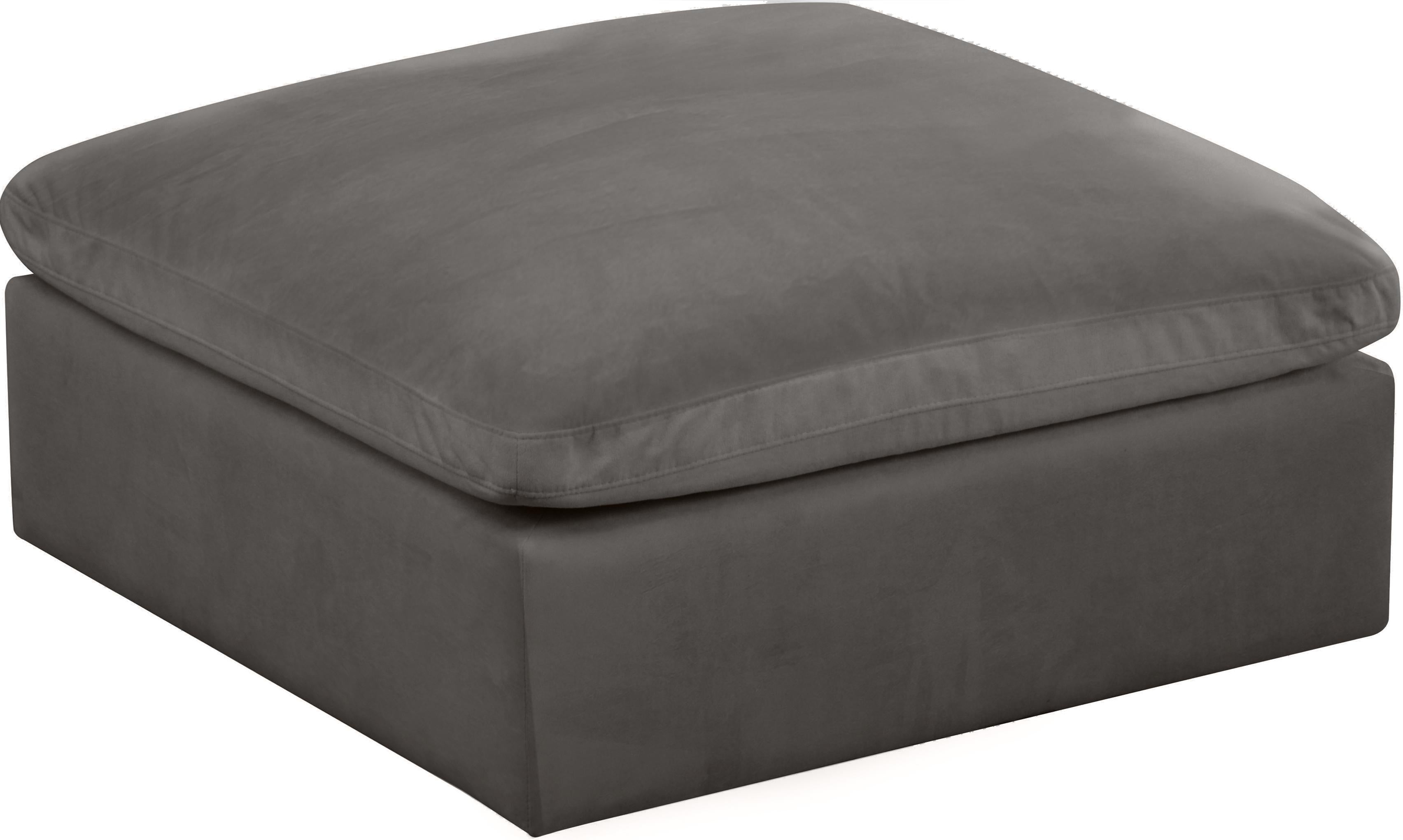 Cozy Grey Velvet Ottoman - Luxury Home Furniture (MI)