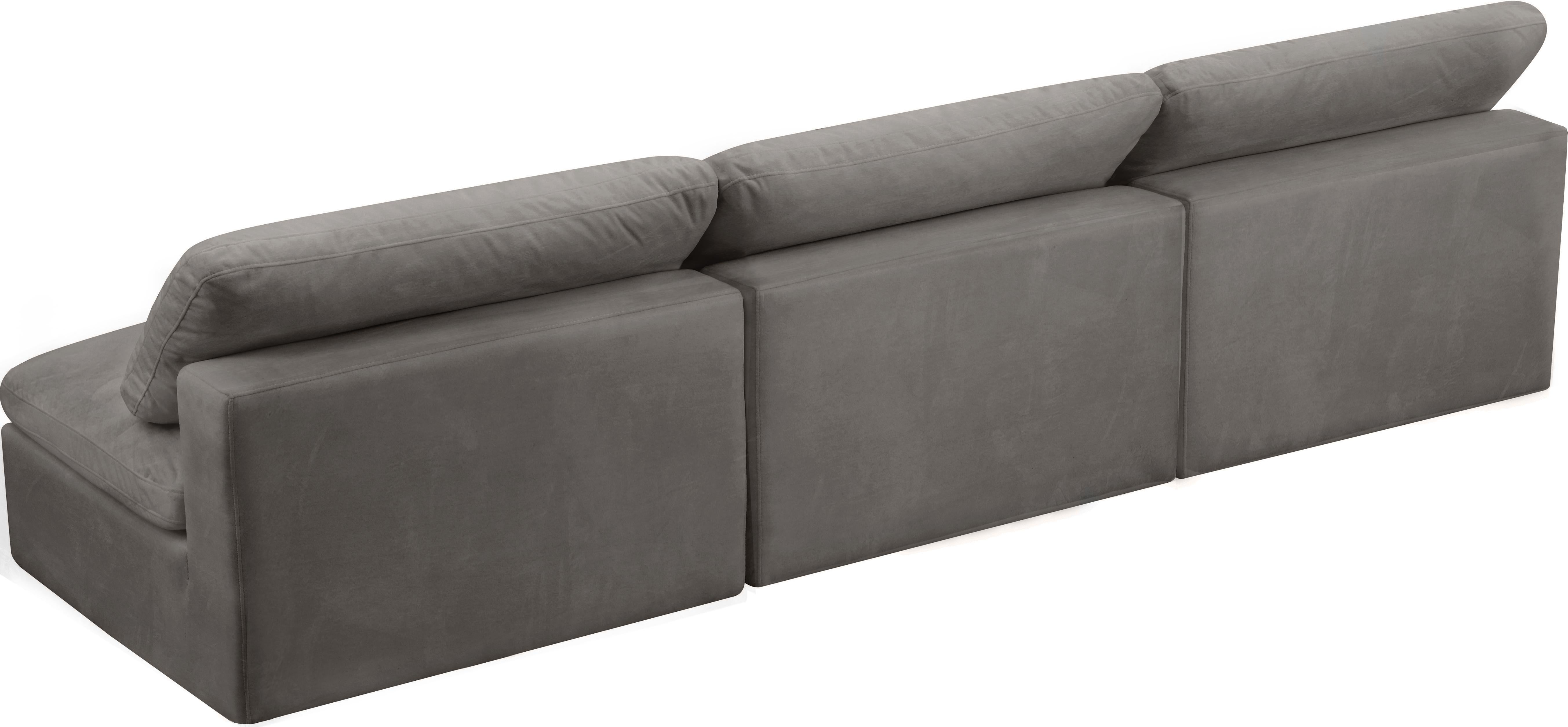 Cozy Grey Velvet Cloud Modular Armless Sofa - Luxury Home Furniture (MI)