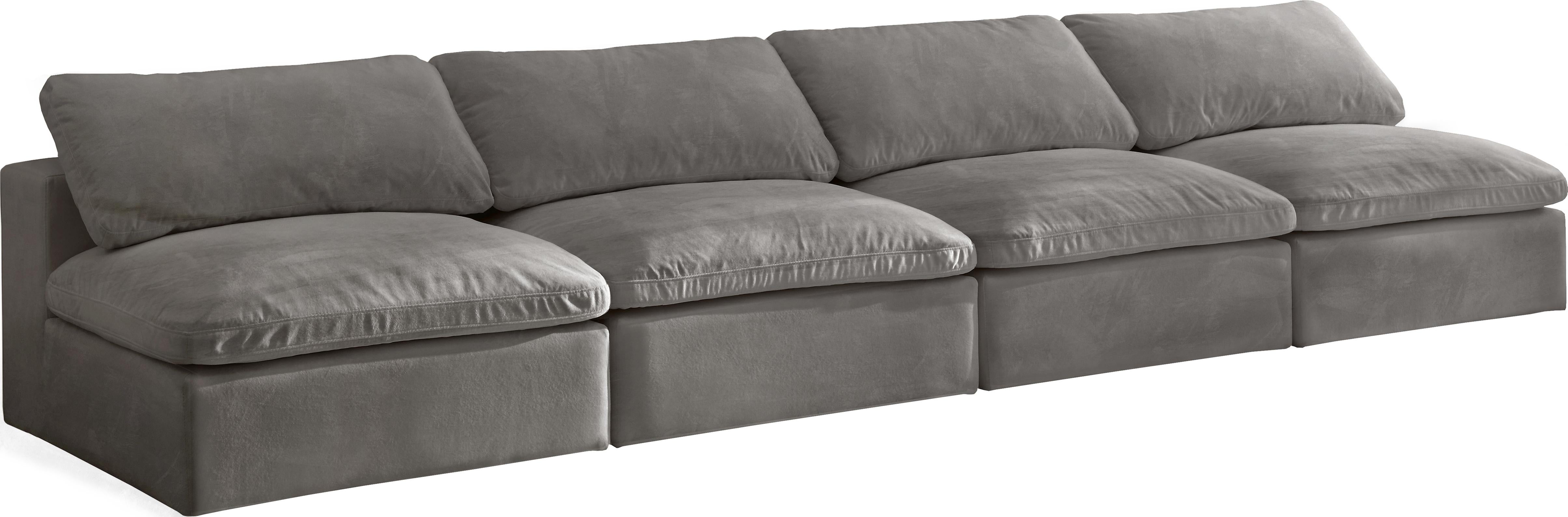 Cozy Grey Velvet Cloud Modular Armless Sofa - Luxury Home Furniture (MI)