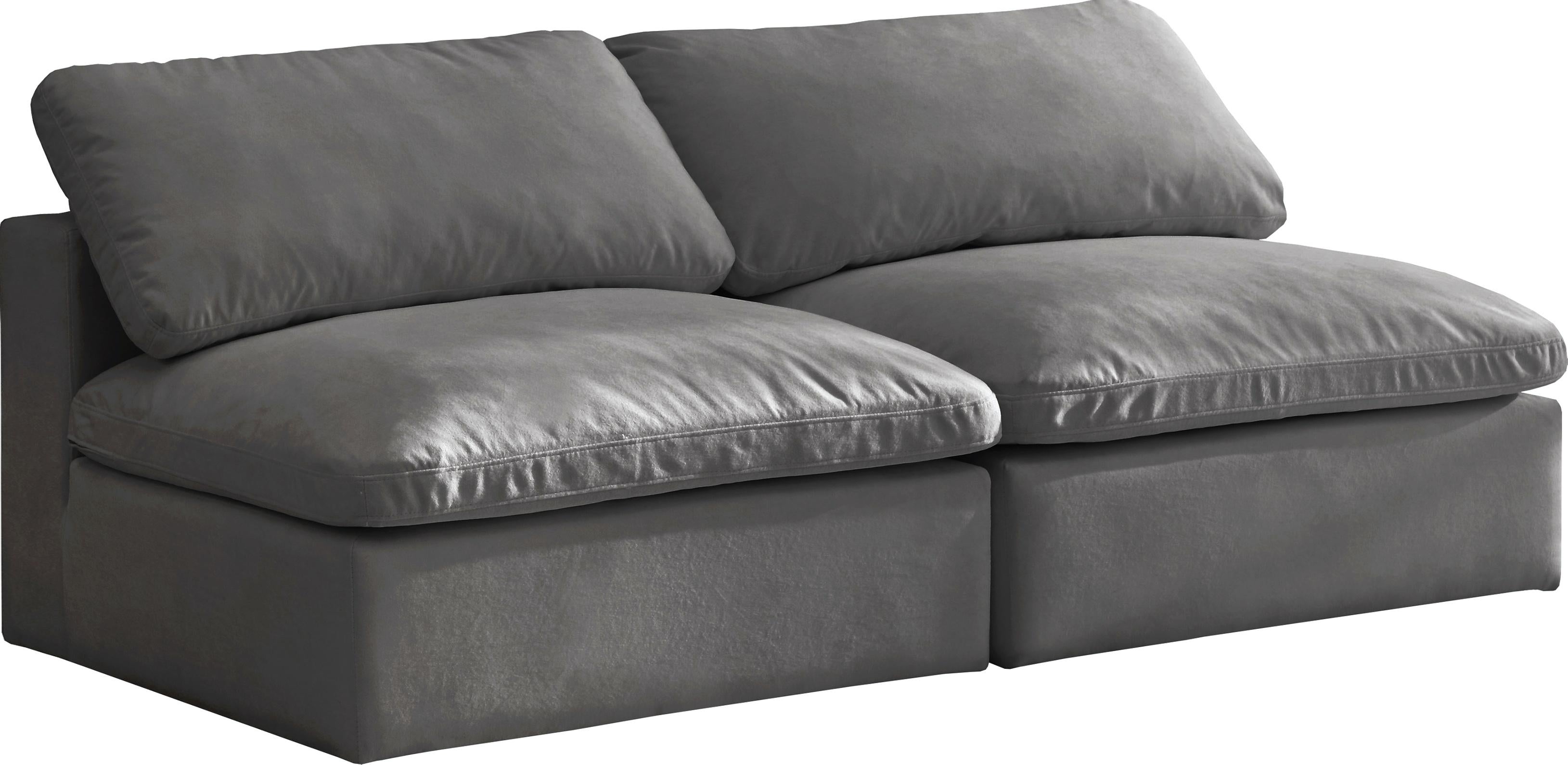 Cozy Grey Velvet Cloud Modular Armless Sofa - Luxury Home Furniture (MI)