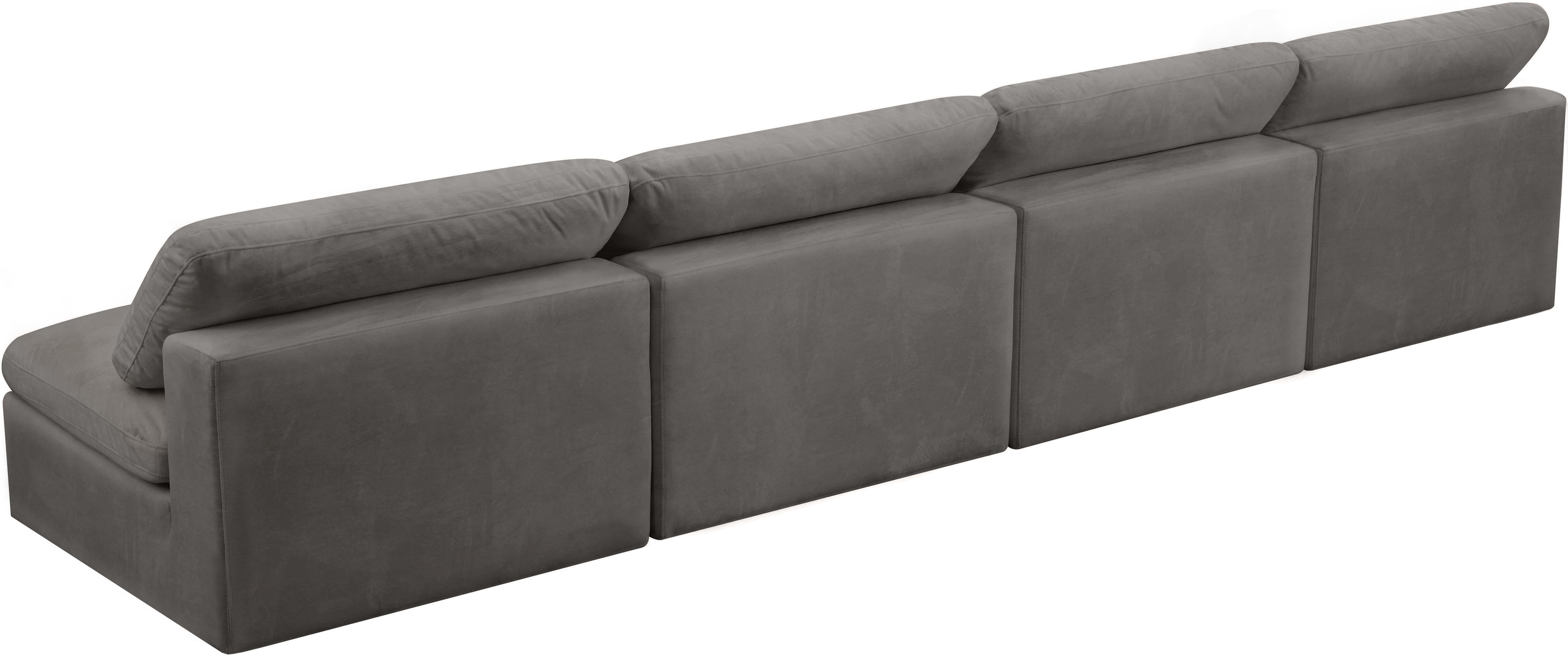 Cozy Grey Velvet Cloud Modular Armless Sofa - Luxury Home Furniture (MI)