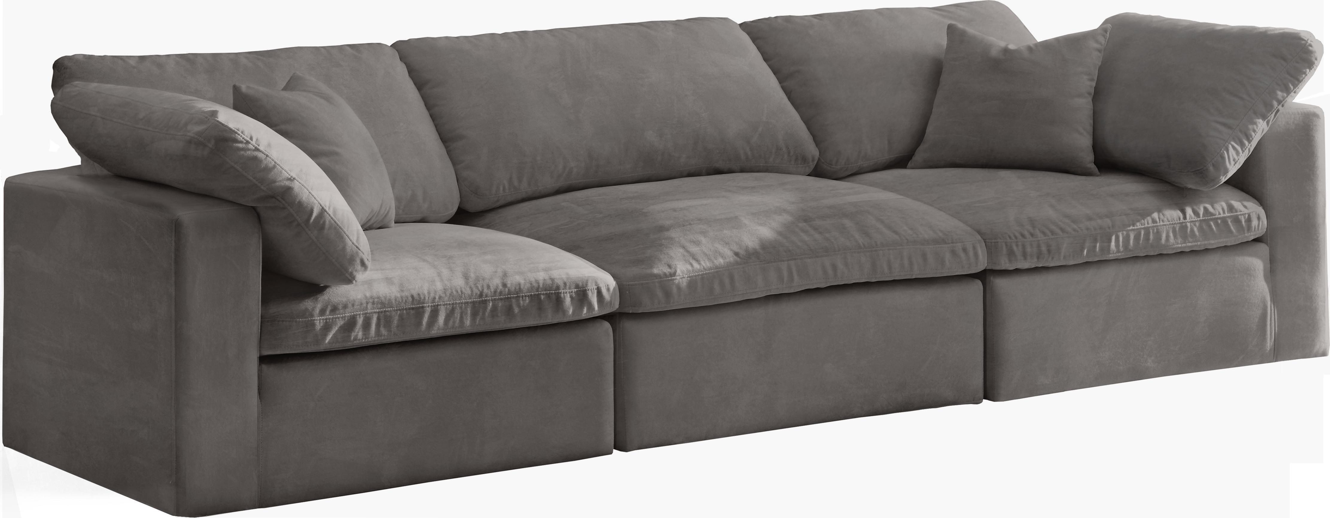 Cozy Grey Velvet Cloud Modular Sofa - Luxury Home Furniture (MI)