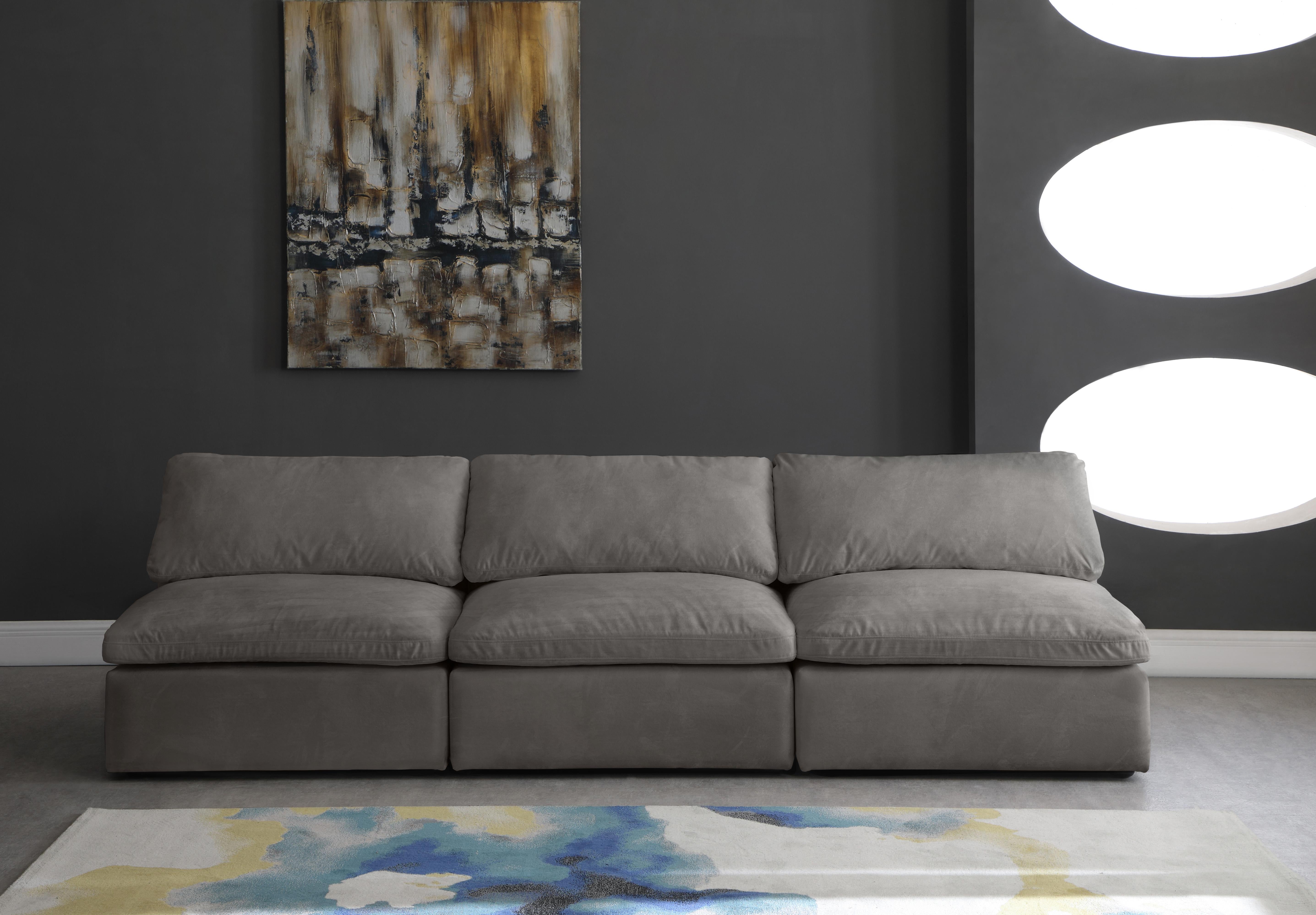Cozy Grey Velvet Cloud Modular Armless Sofa - Luxury Home Furniture (MI)