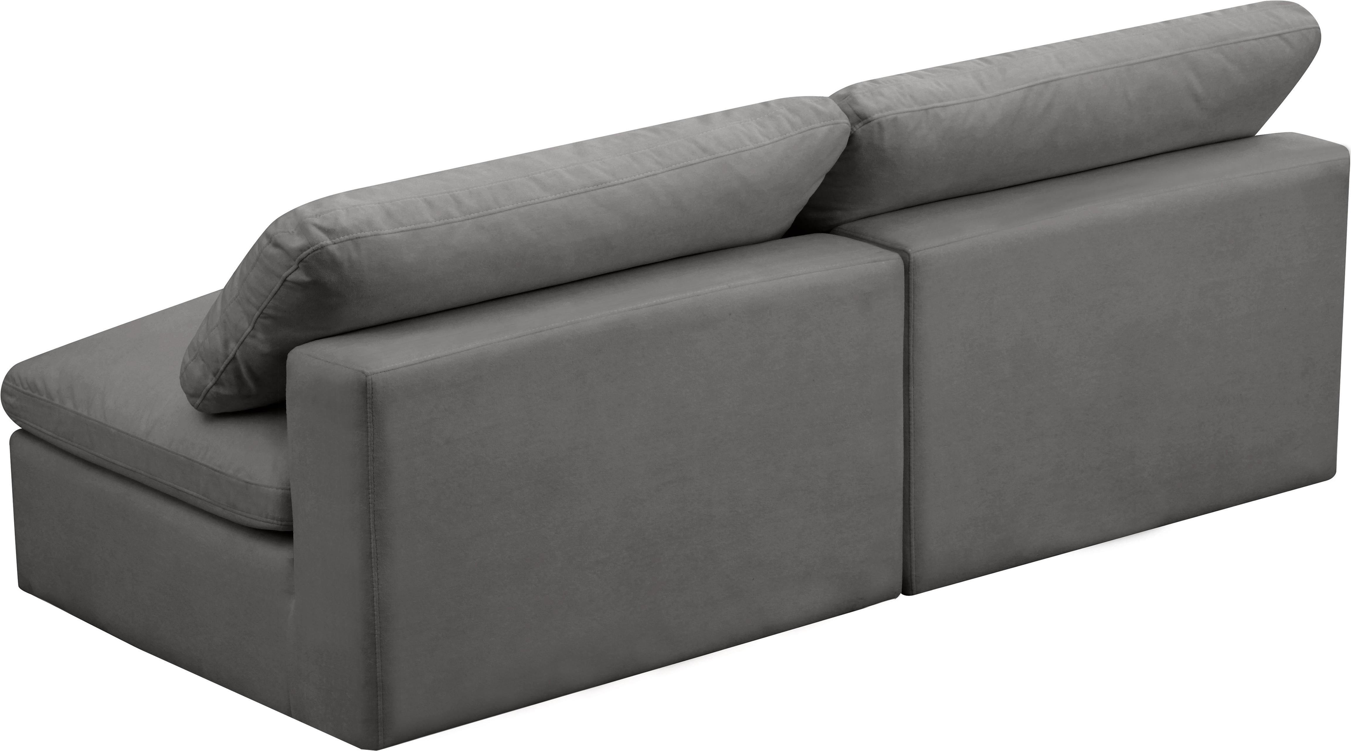 Cozy Grey Velvet Cloud Modular Armless Sofa - Luxury Home Furniture (MI)