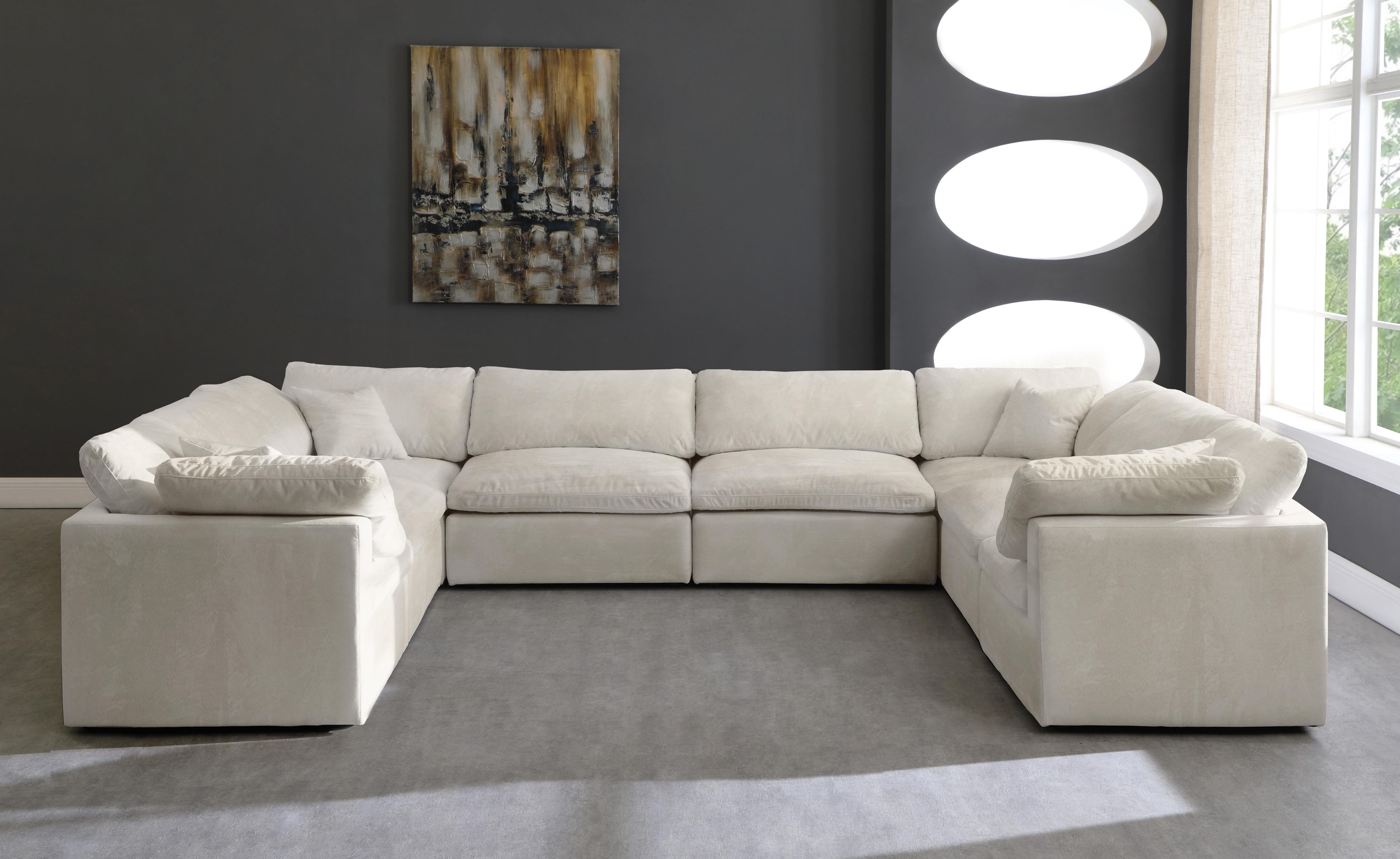 Cozy Cream Velvet Cloud Modular Sectional - Luxury Home Furniture (MI)